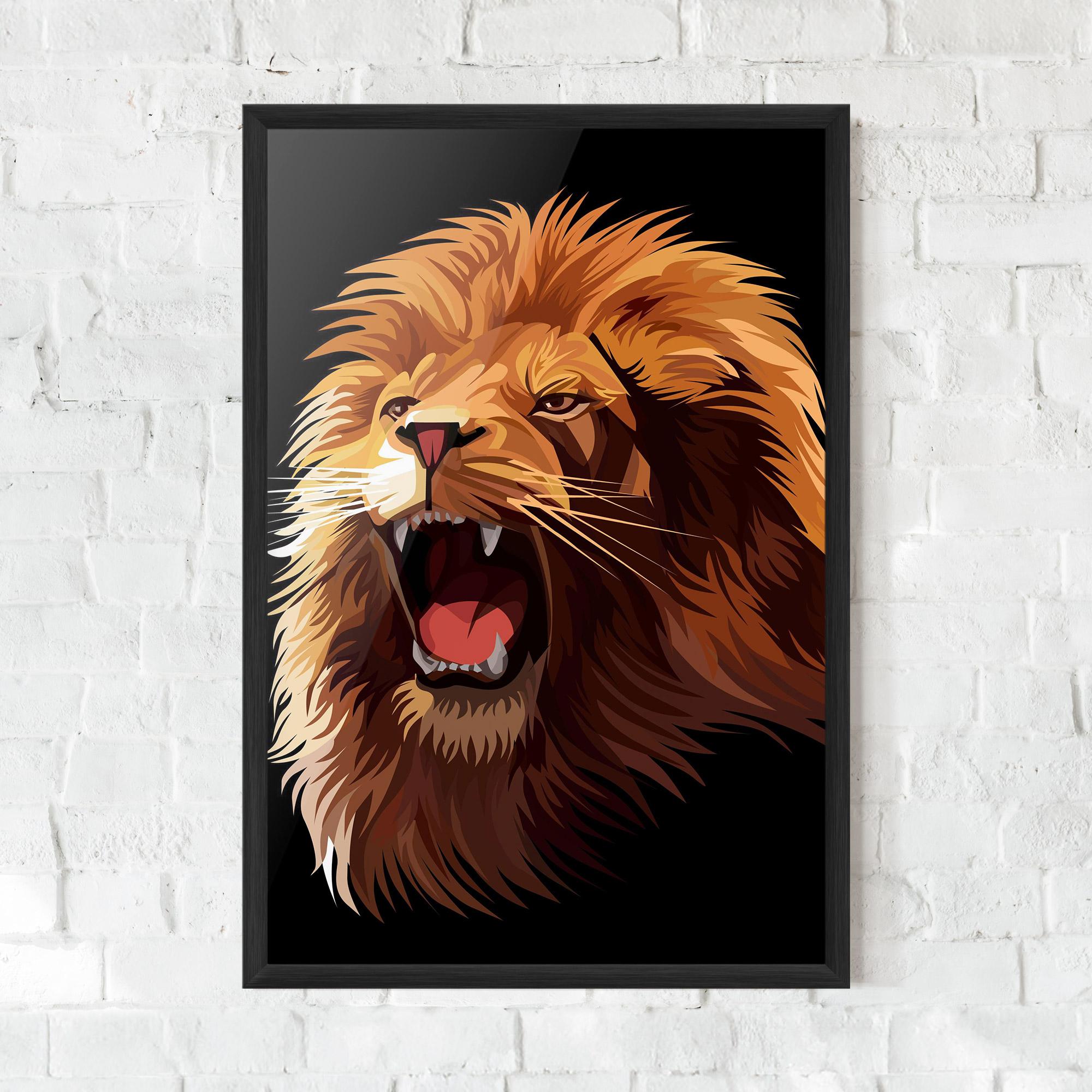 Plakat w Ramie Angry Lion Head mockup 0