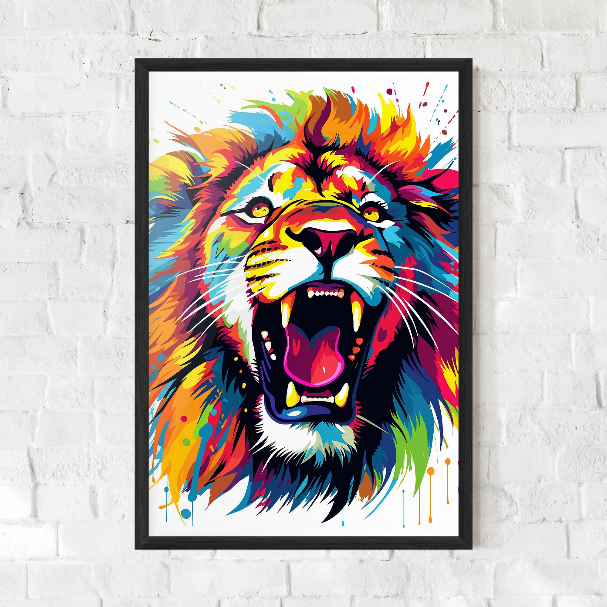 Plakat w Ramie Angry Lion Mix mockup 0