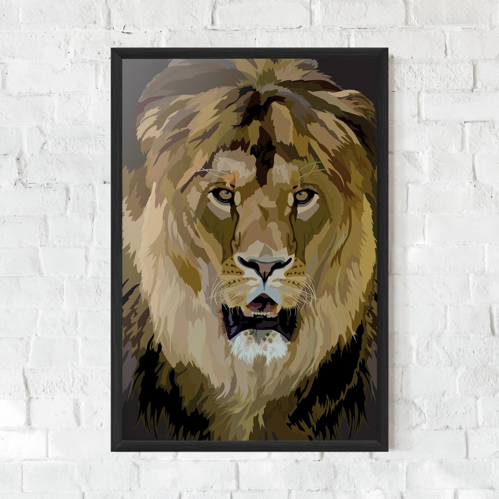 Plakat w Ramie Beautiful Lion Art mockup 0