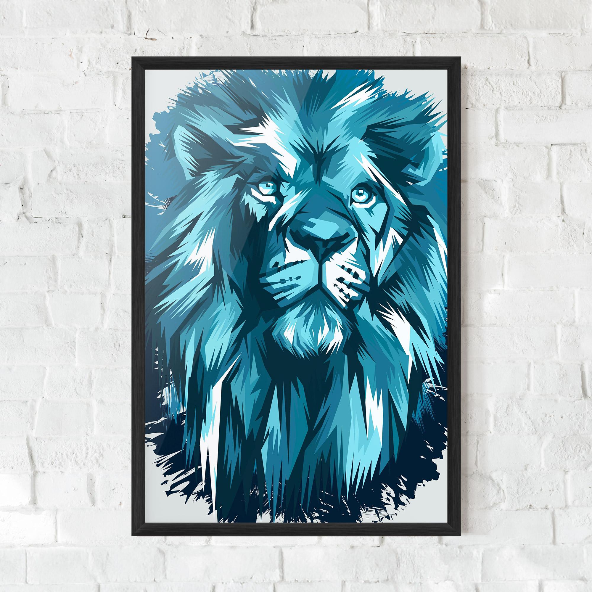 Plakat w Ramie Blue Lion Head mockup 0