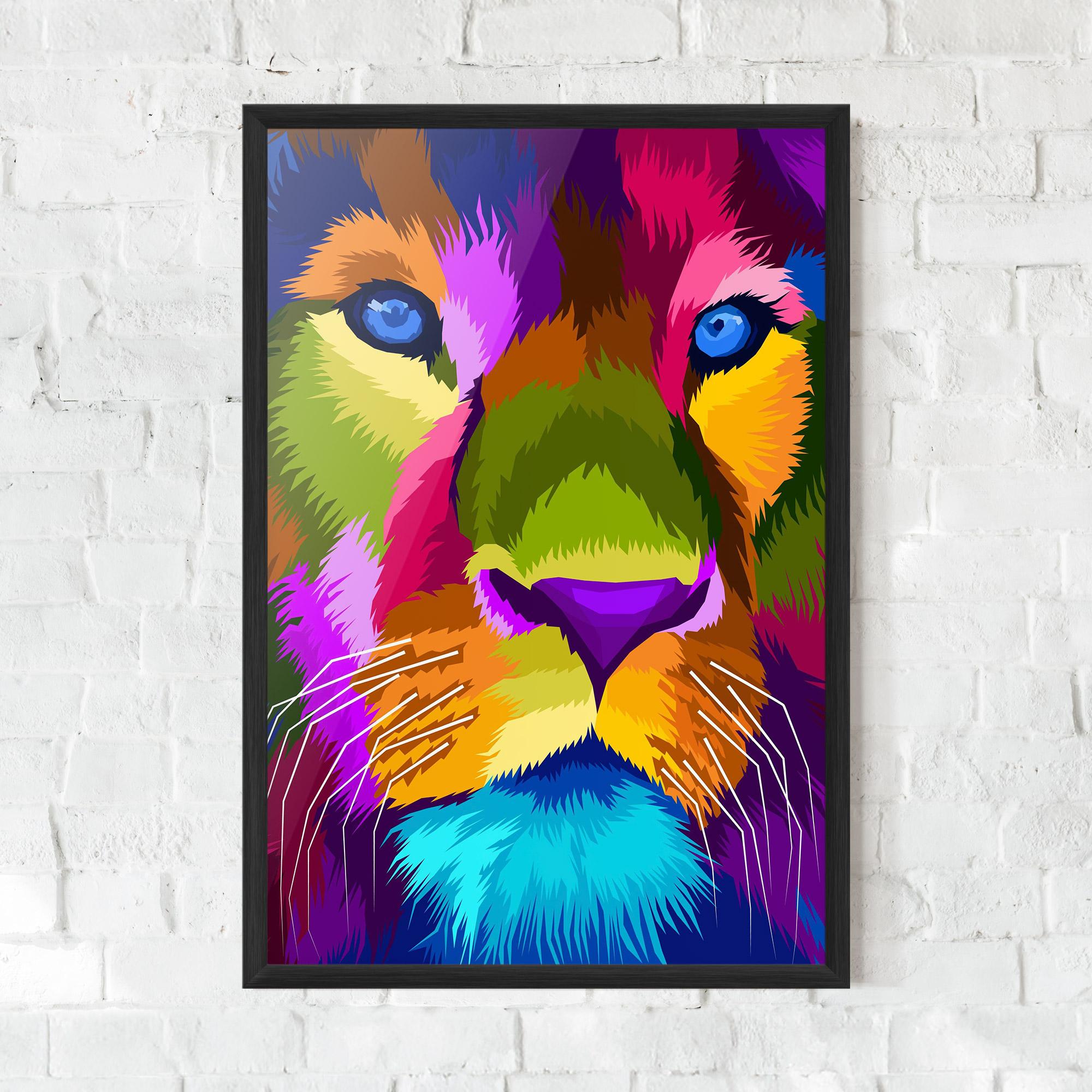 Plakat w Ramie Color Lion Close Up mockup 0