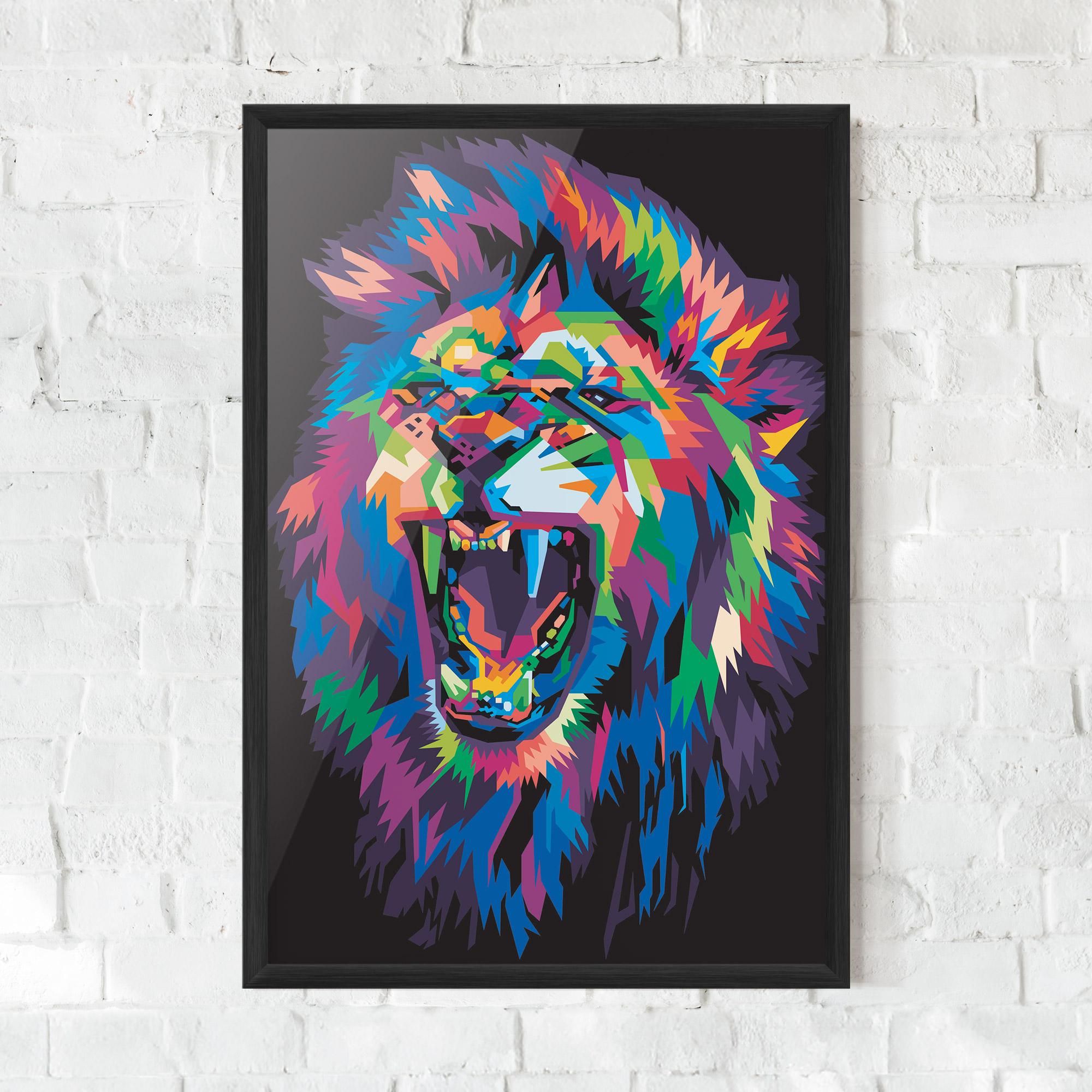 Plakat w Ramie Colorful Lion Head mockup 0