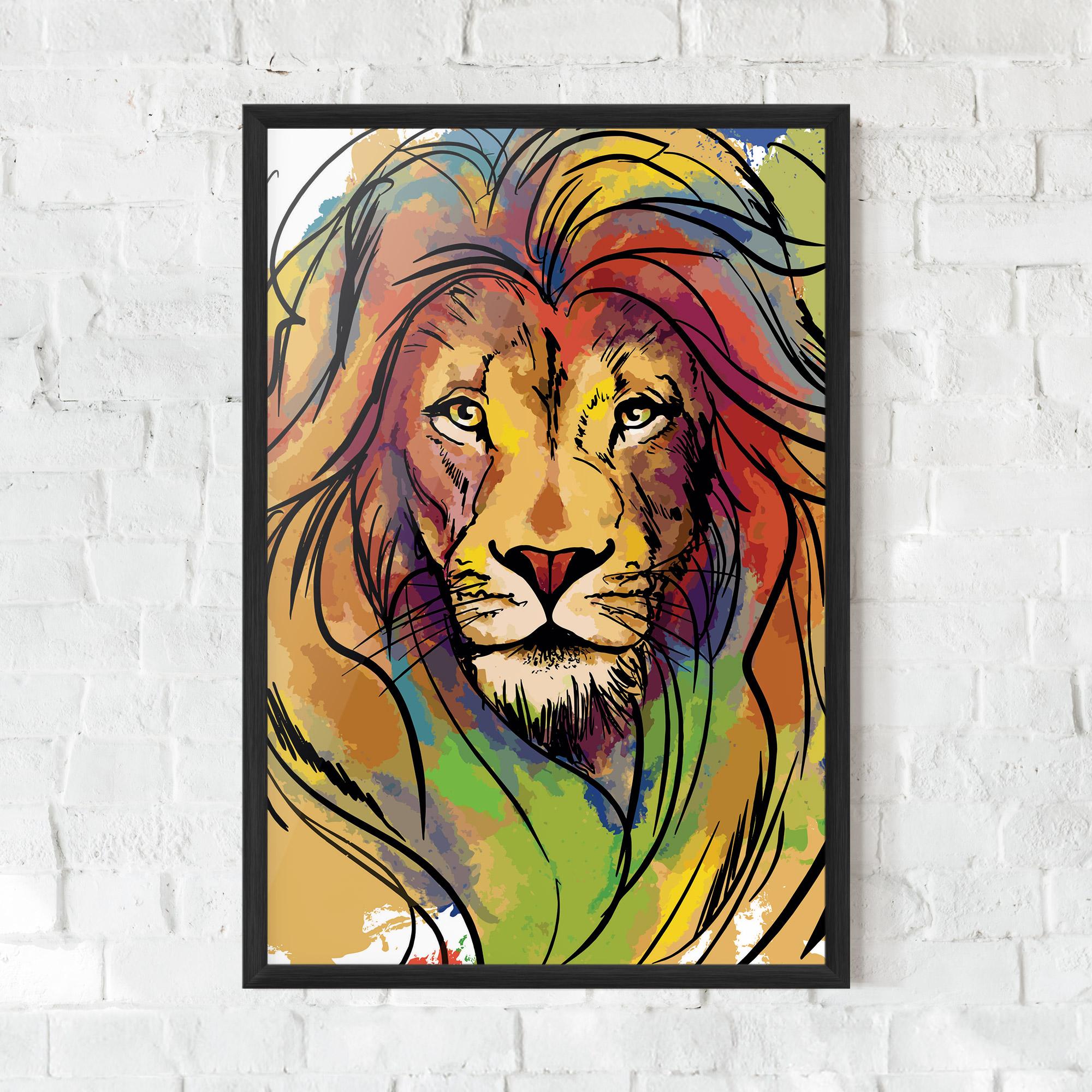 Plakat w Ramie Drawn Lion mockup 0