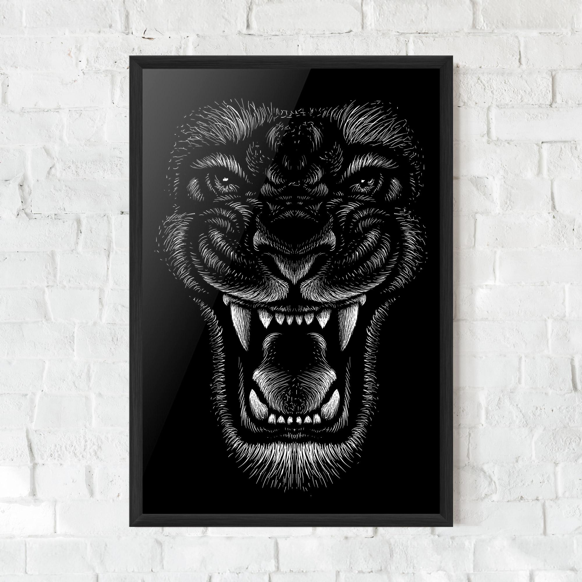 Plakat w Ramie Lion Bite mockup 0
