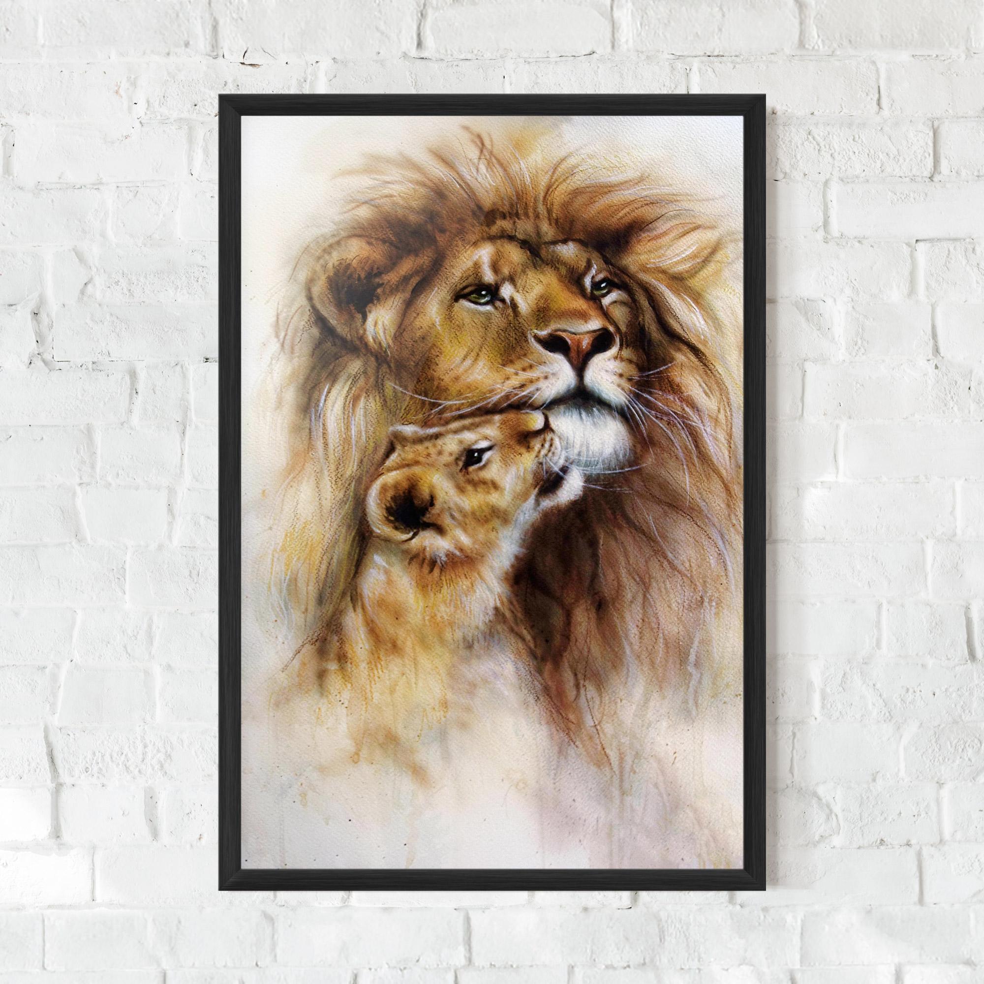 Plakat w Ramie Lion Love mockup 0