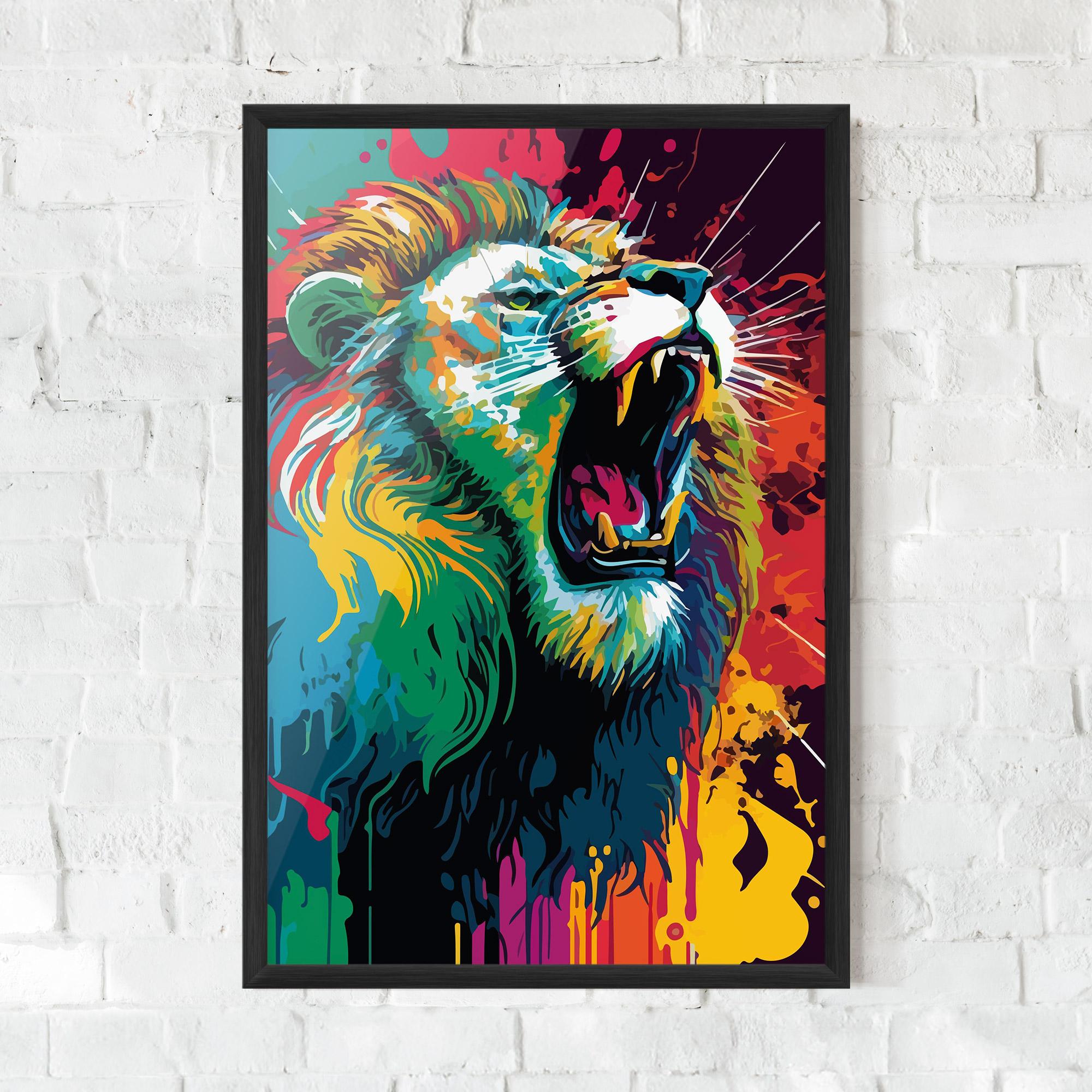 Plakat w Ramie Lion Splash mockup 0