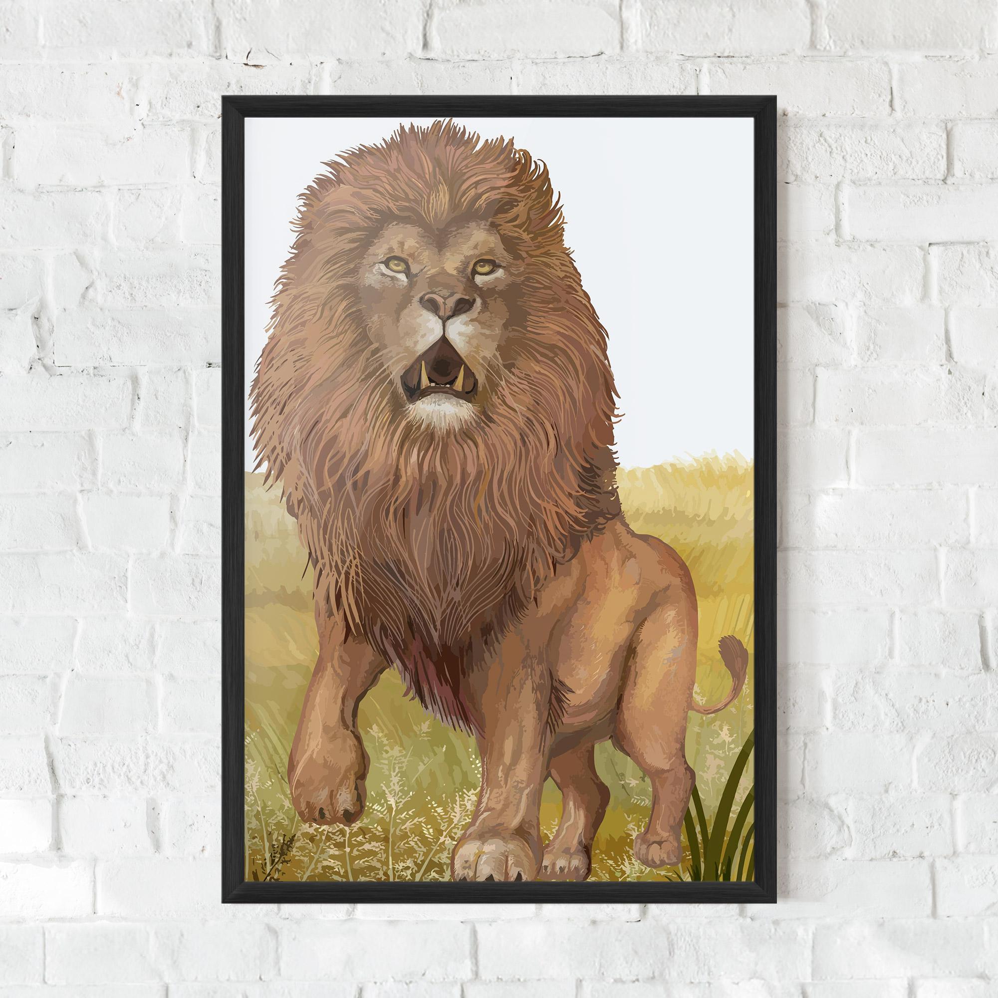 Plakat w Ramie Wild Lion mockup 0