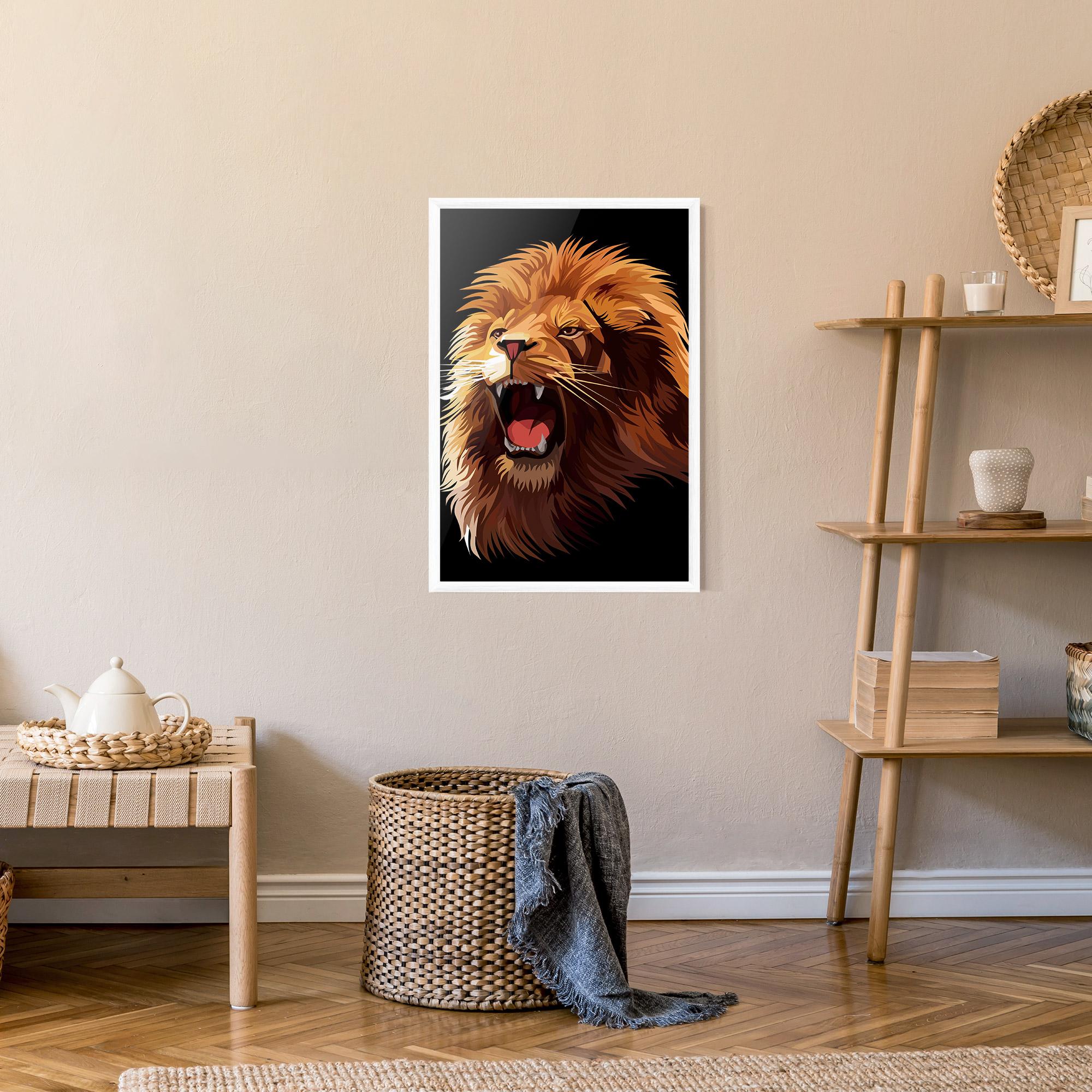 Plakat w Ramie Angry Lion Head mockup 9