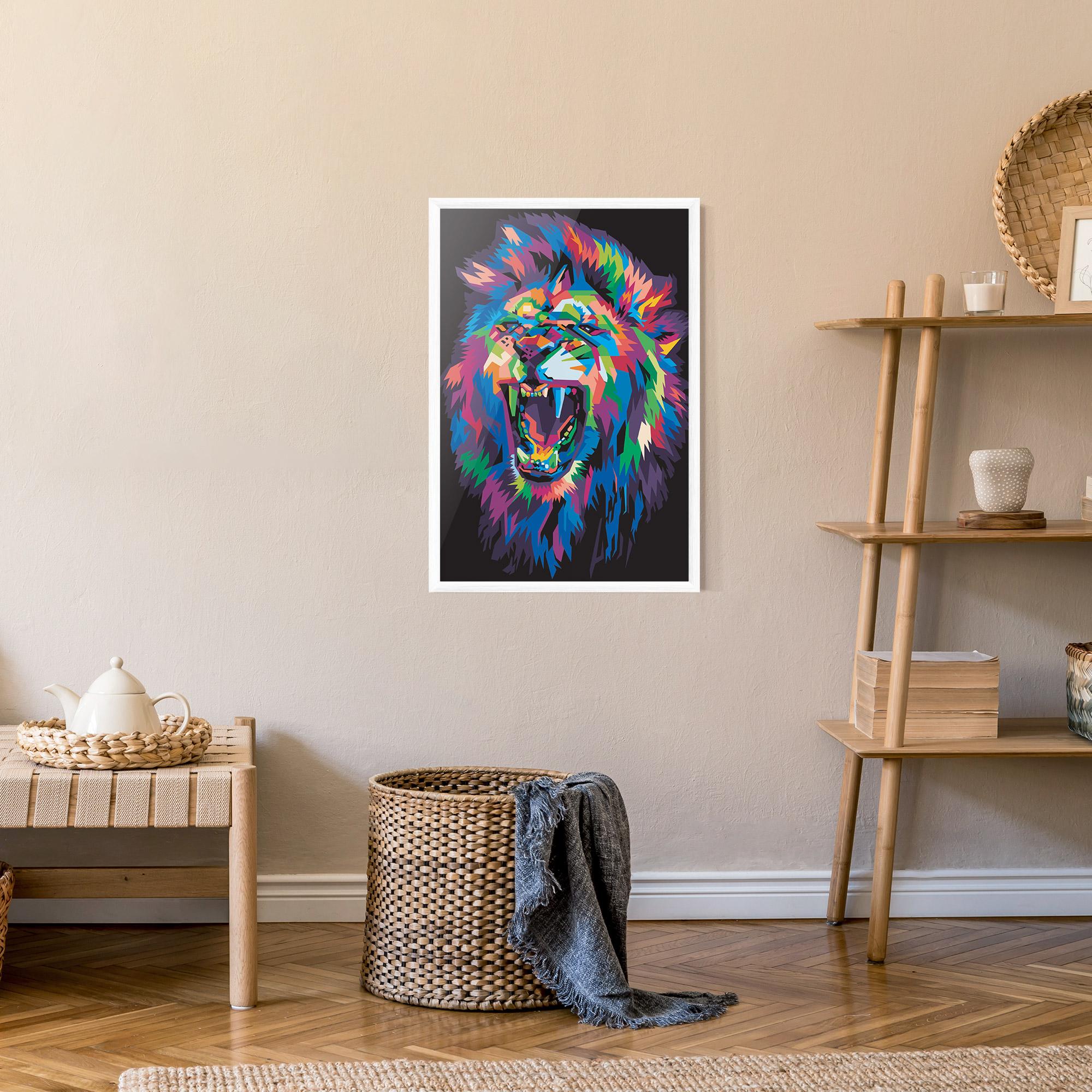 Plakat w Ramie Colorful Lion Head mockup 9