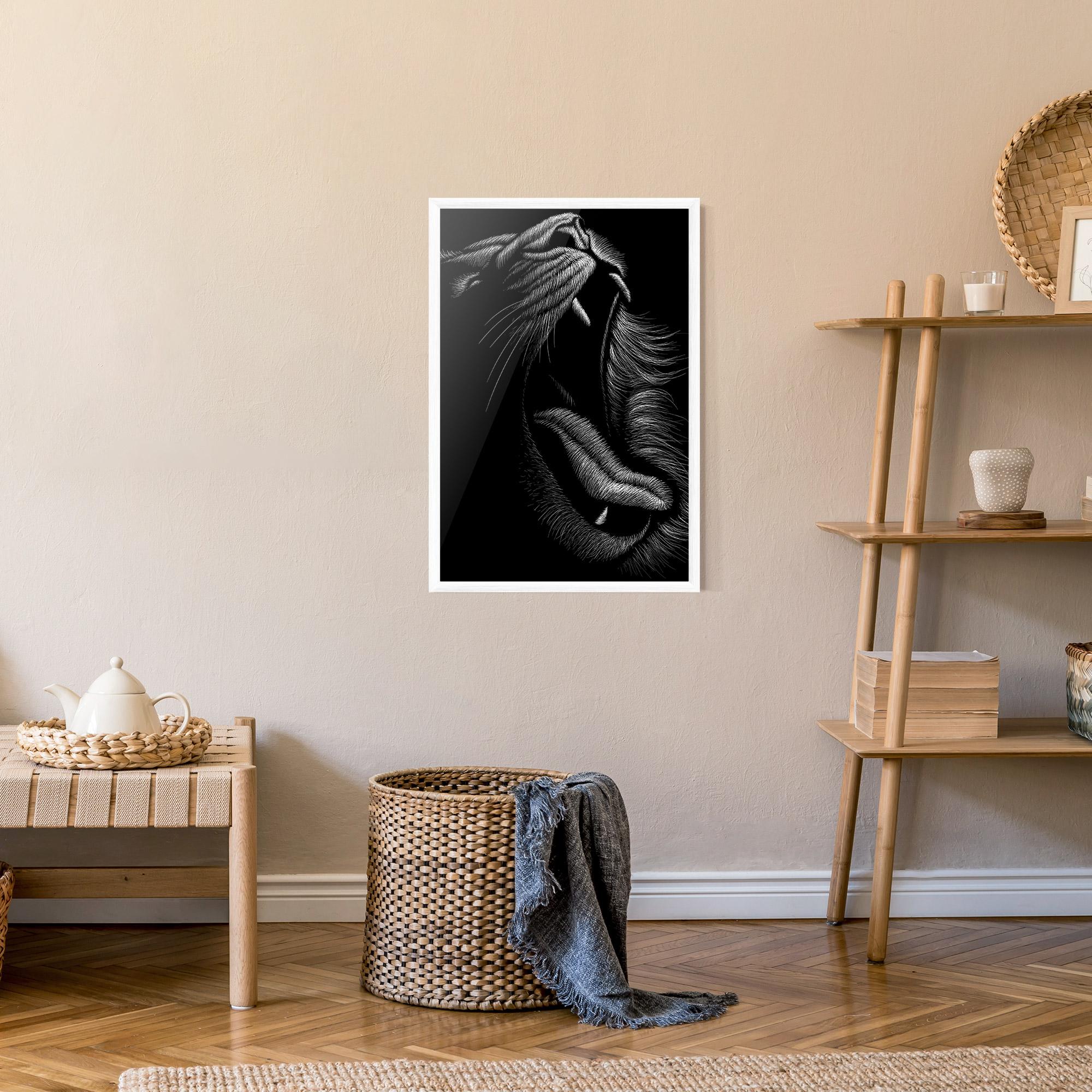 Plakat w Ramie Lion Bite Line mockup 9