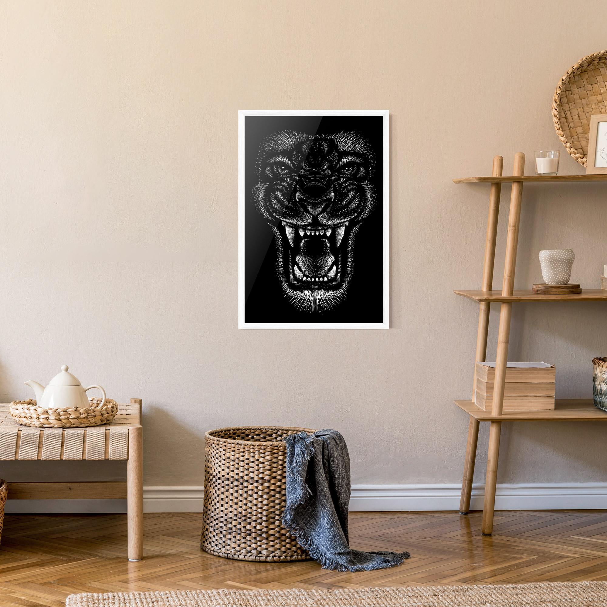 Plakat w Ramie Lion Bite mockup 9