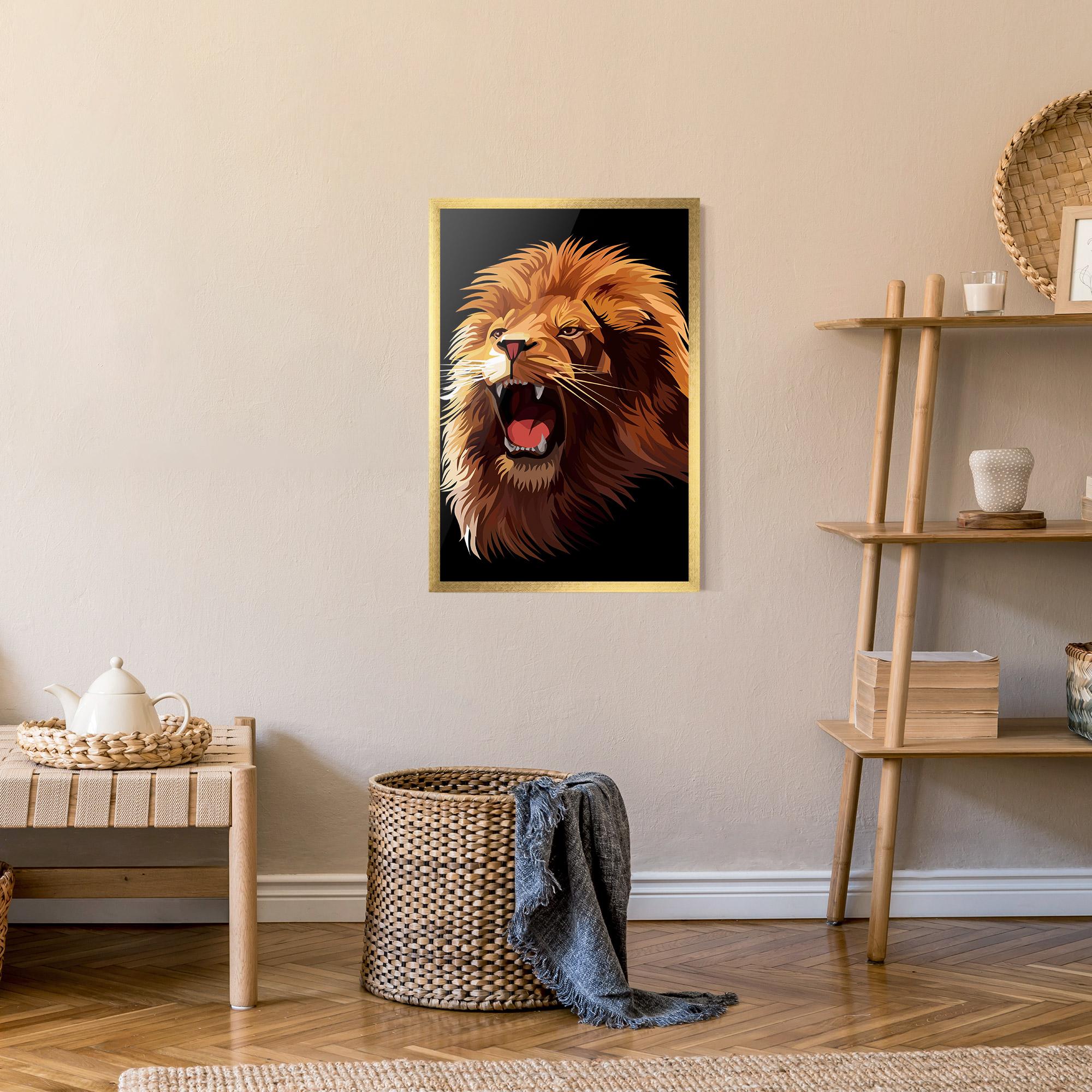Plakat w Ramie Angry Lion Head mockup 9