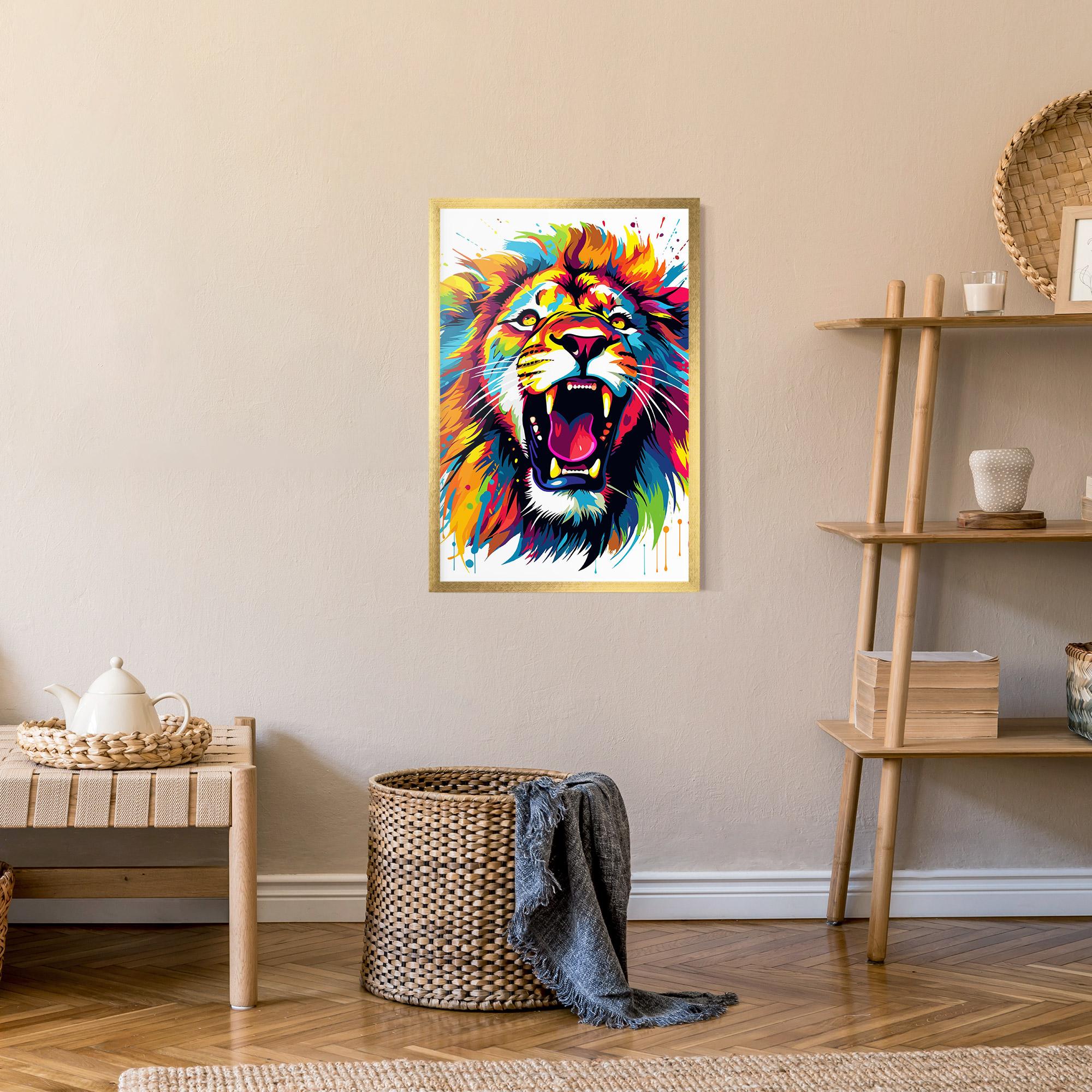 Plakat w Ramie Angry Lion Mix mockup 9