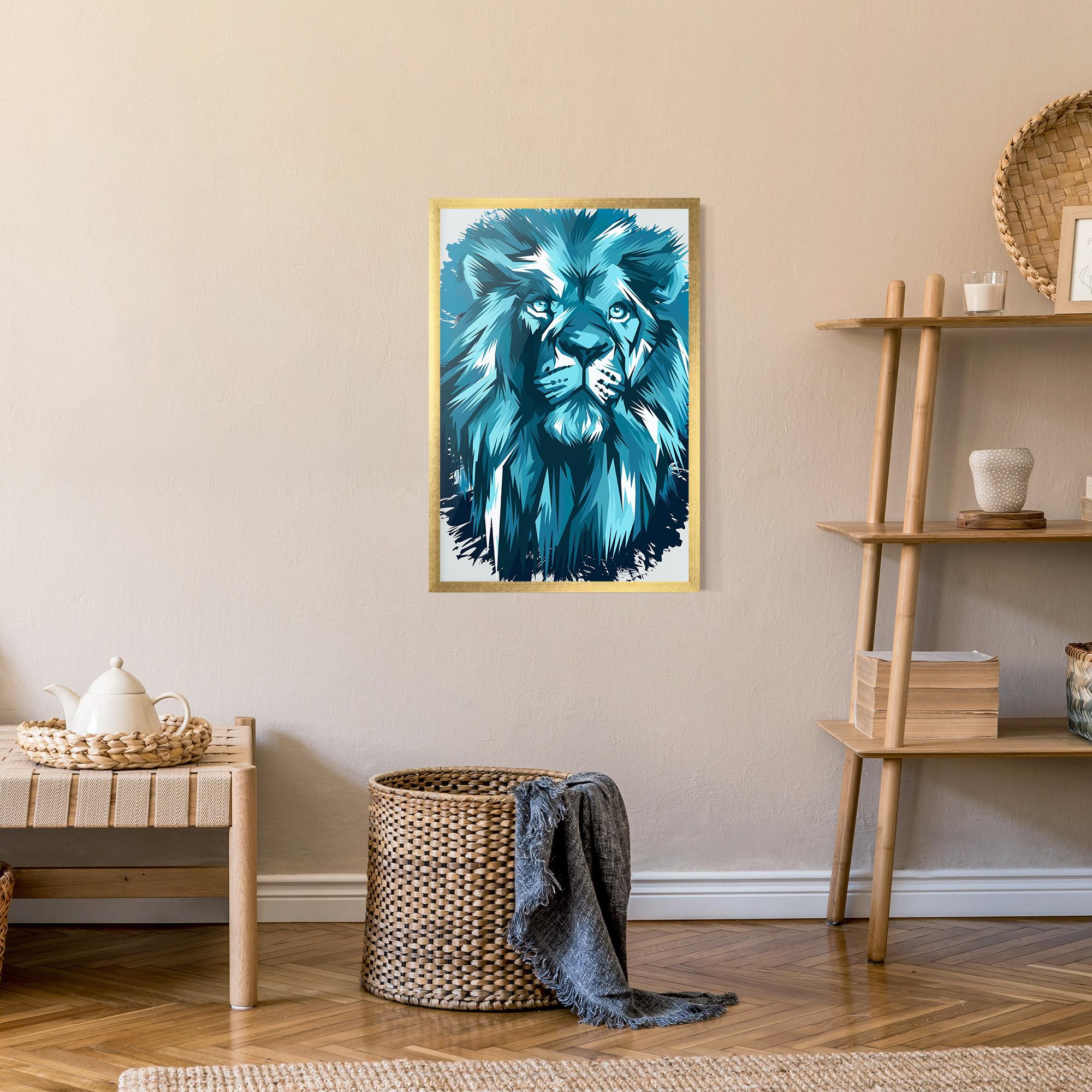 Plakat w Ramie Blue Lion Head mockup 9