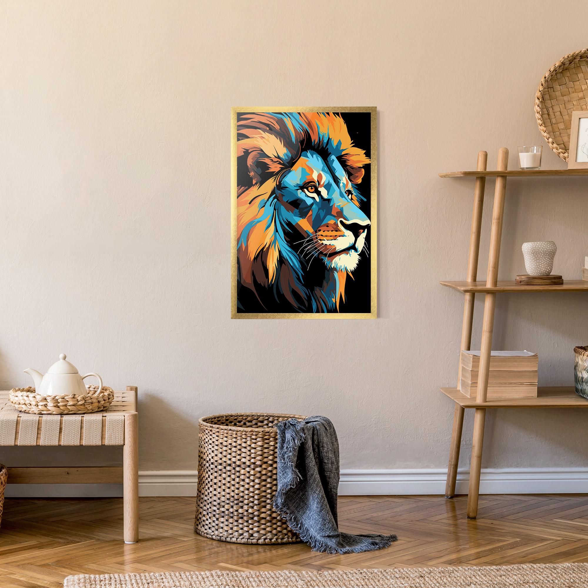 Plakat w Ramie Blue Yellow Lion mockup 9