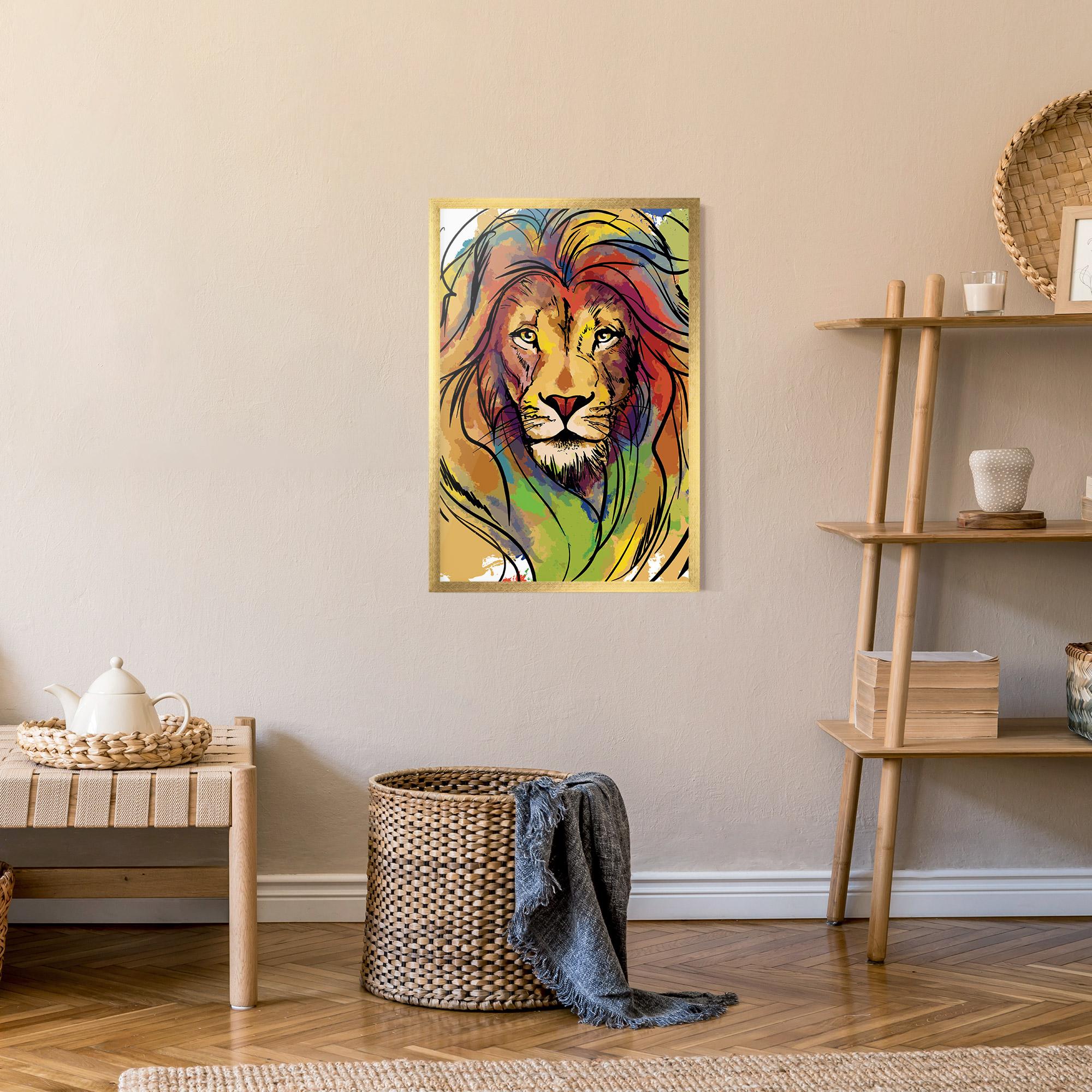 Plakat w Ramie Drawn Lion mockup 9