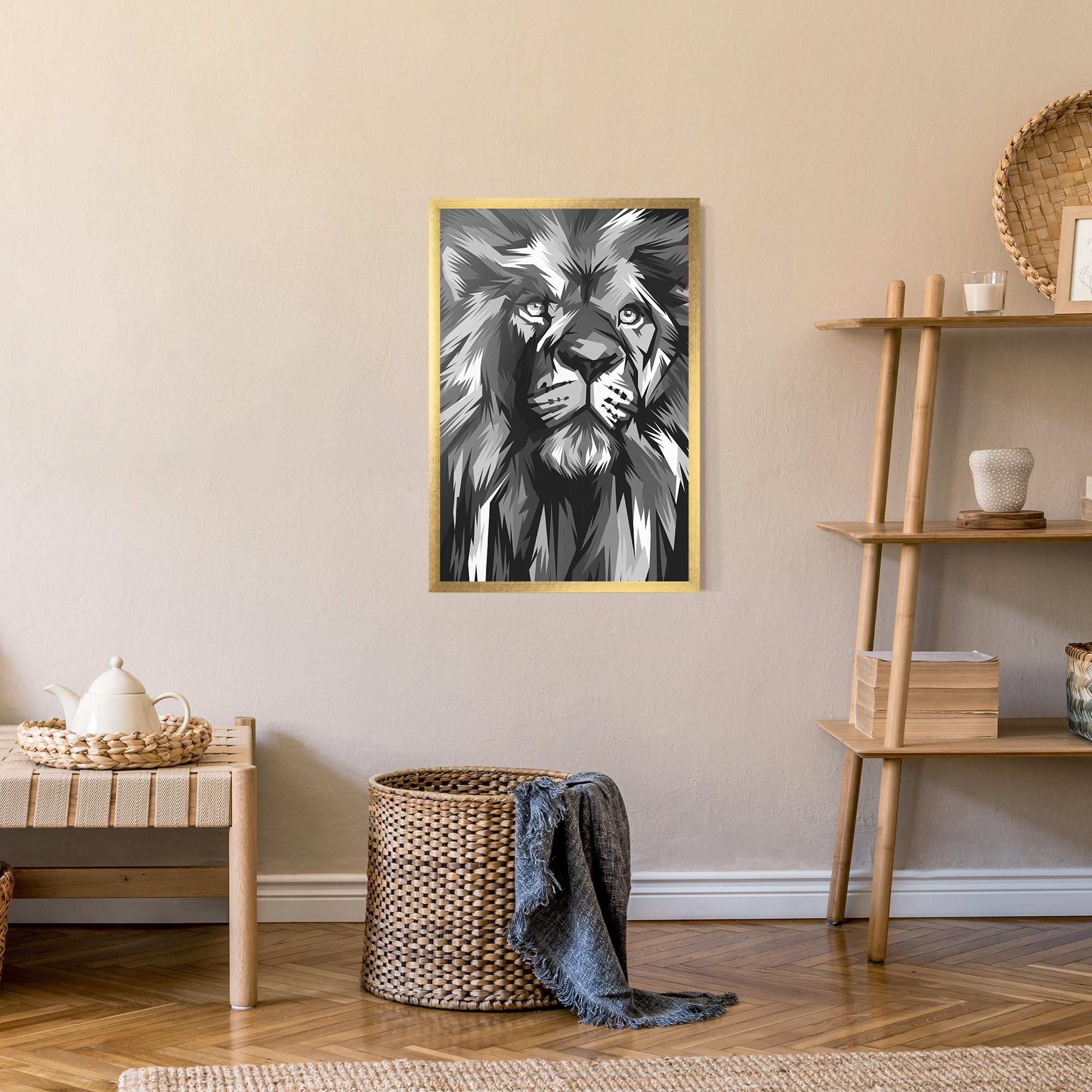 Plakat w Ramie Grey Head Lion mockup 9