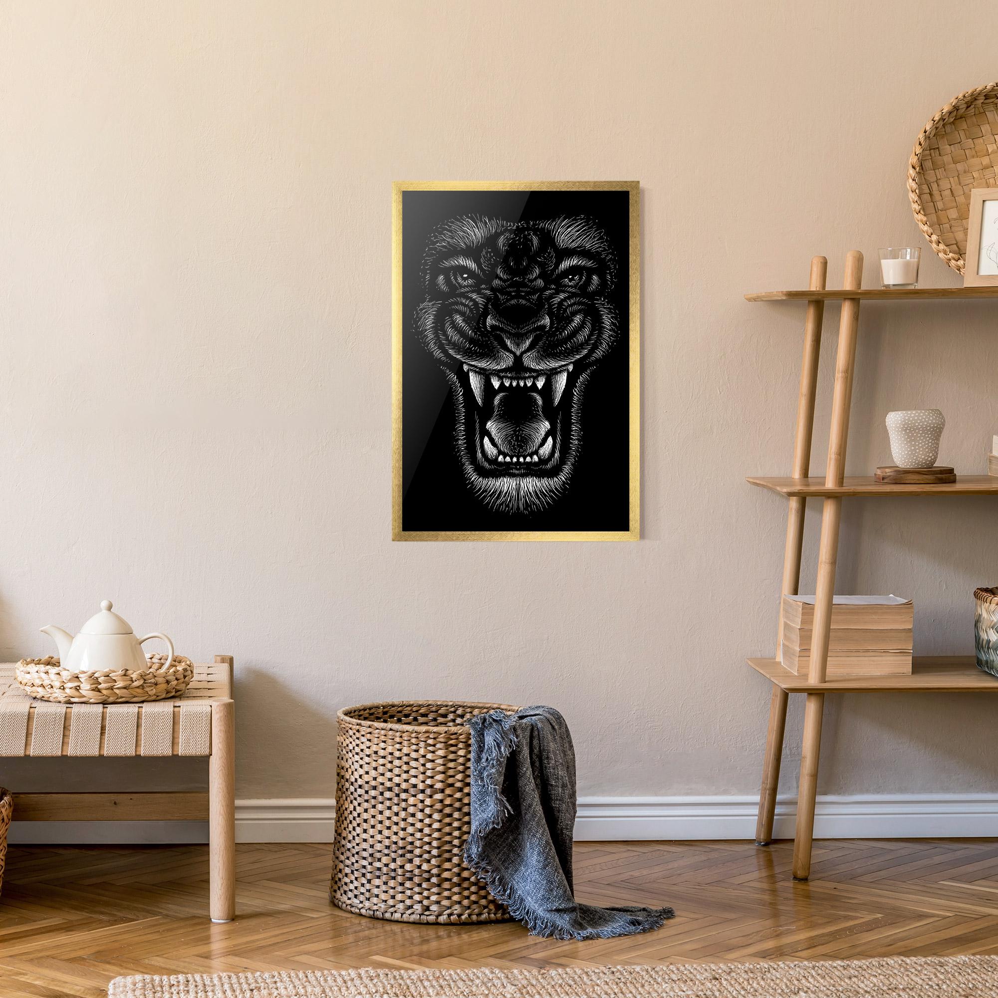 Plakat w Ramie Lion Bite mockup 9