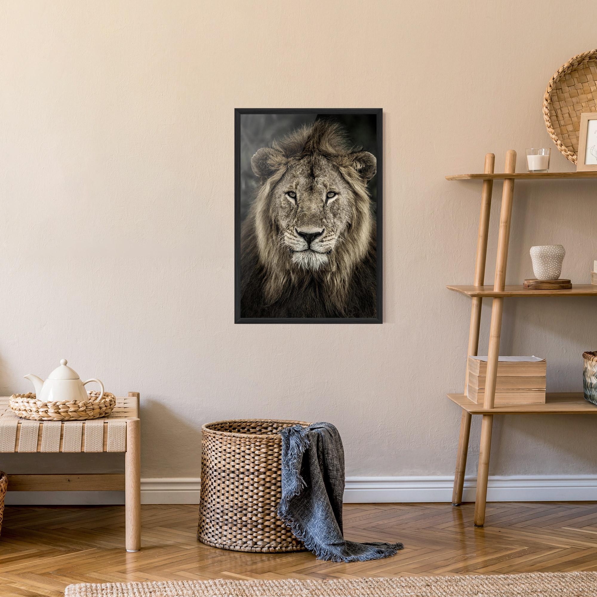 Plakat w Ramie Lion Close Up mockup 9