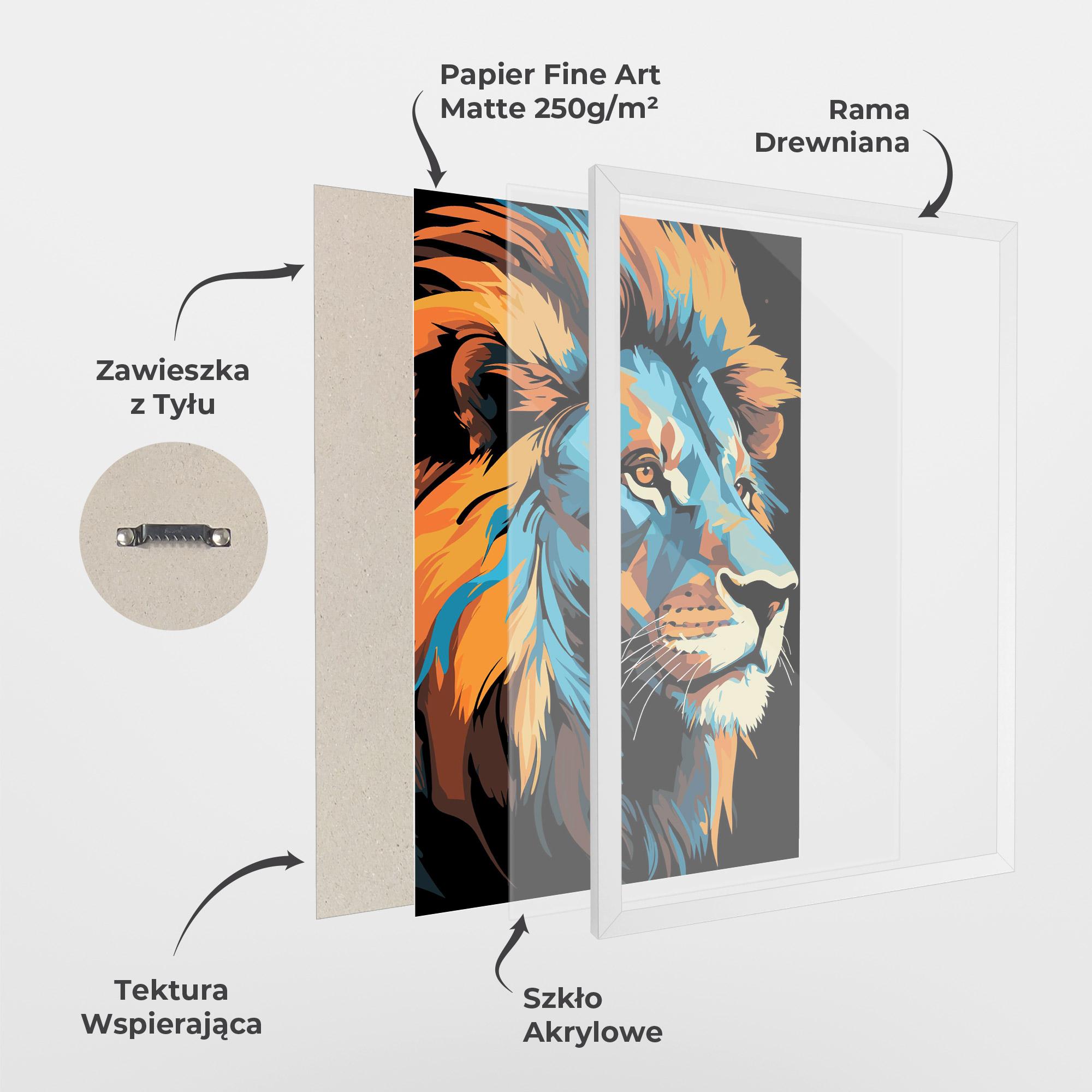 Plakat w Ramie Blue Yellow Lion mockup 1