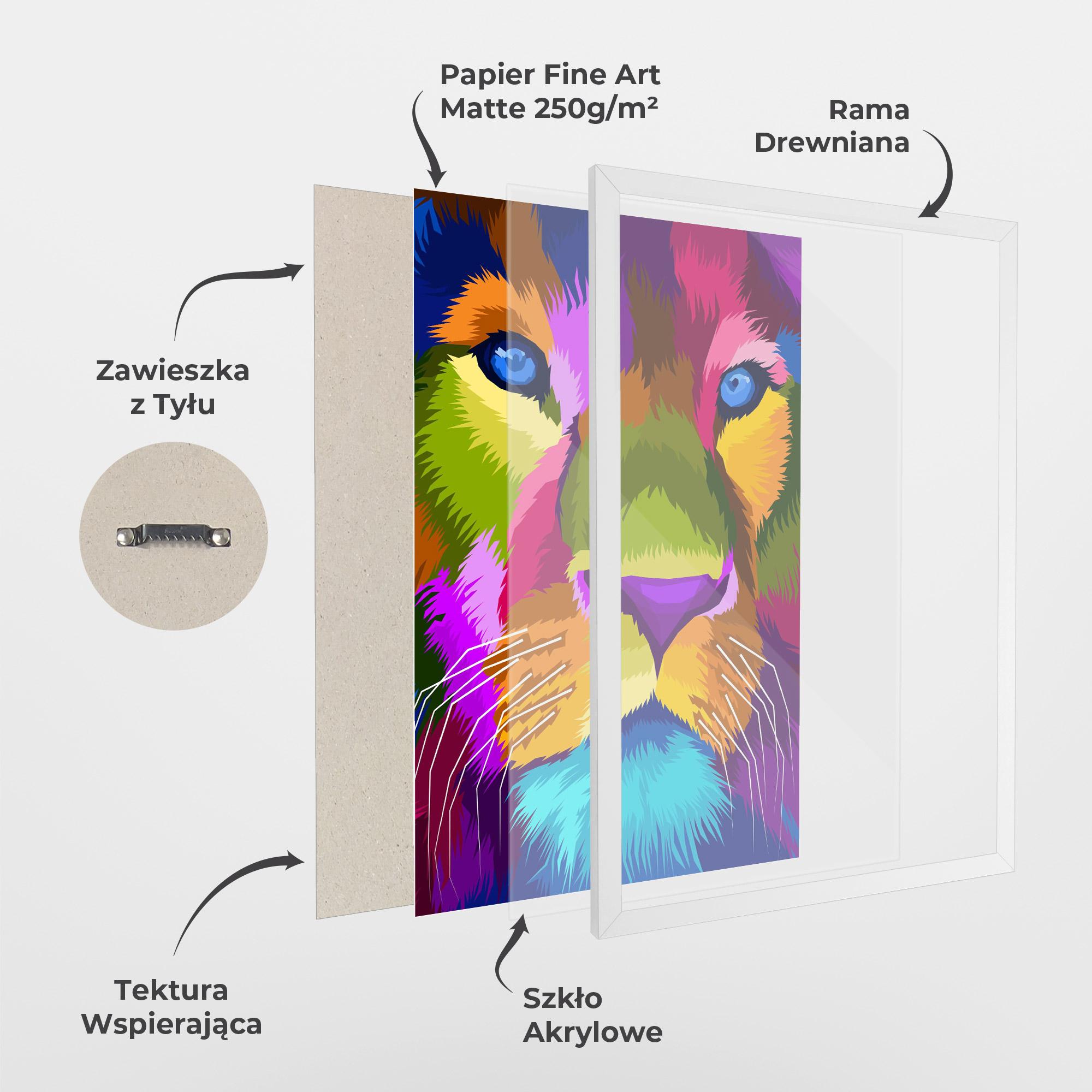 Plakat w Ramie Color Lion Close Up mockup 1