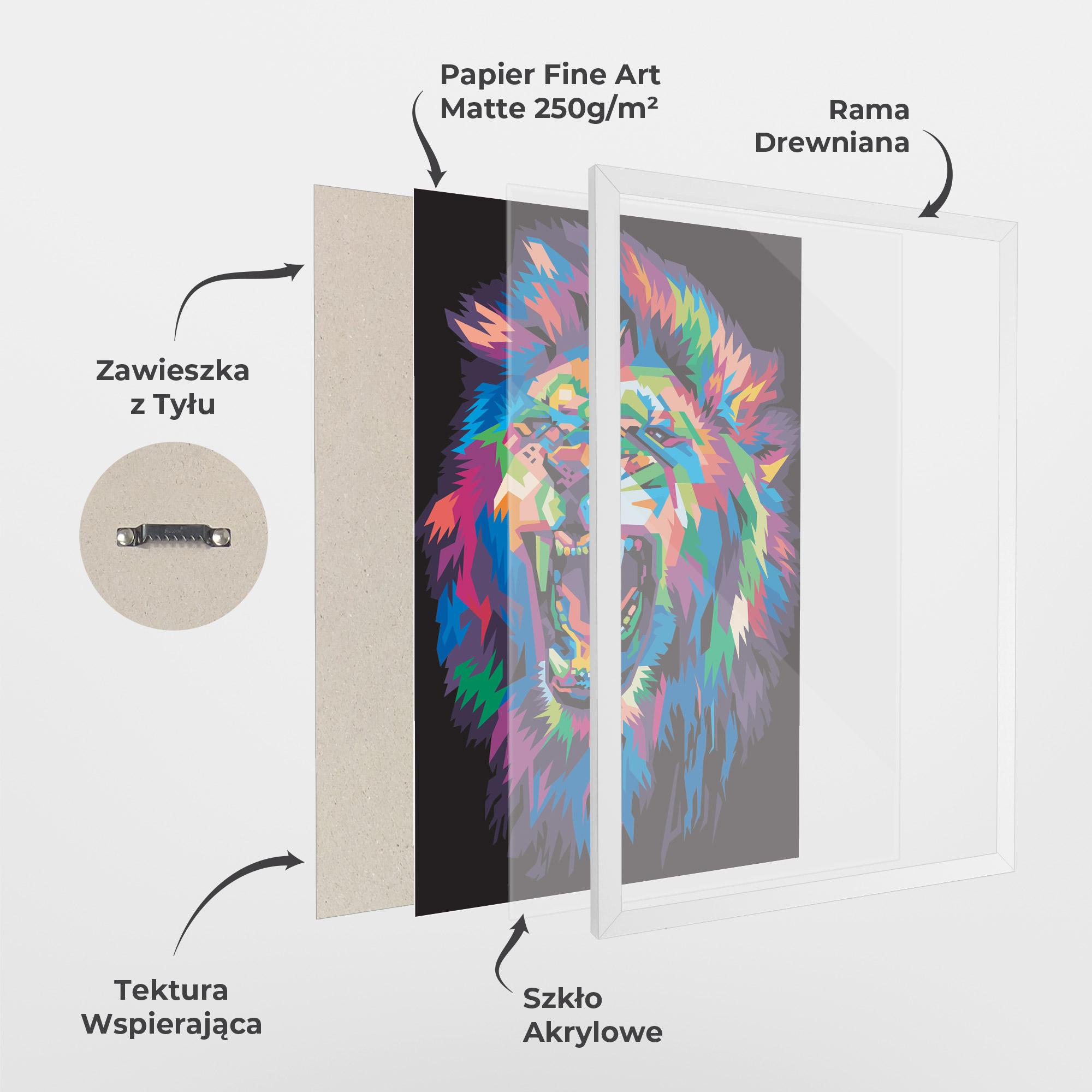 Plakat w Ramie Colorful Lion Head mockup 1