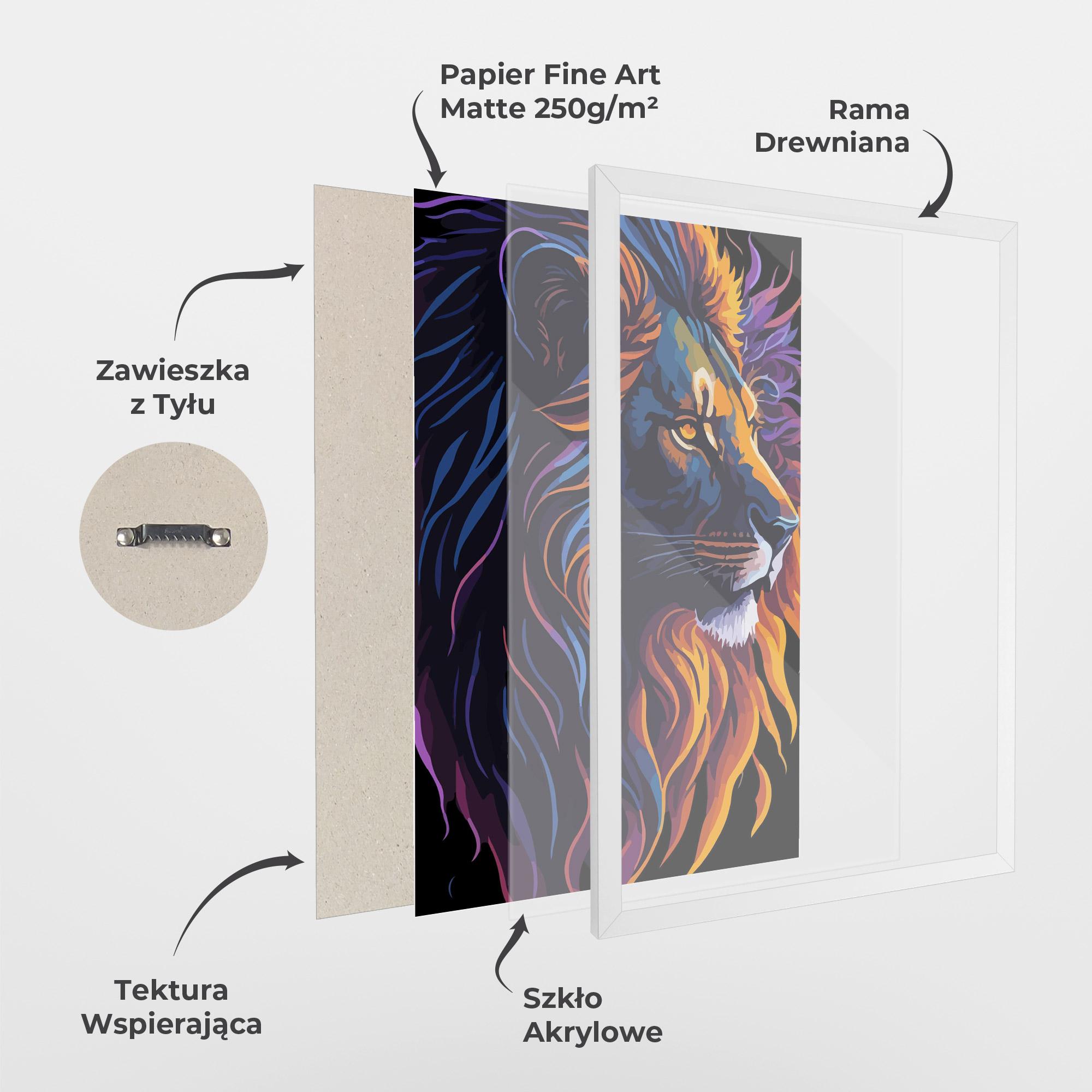 Plakat w Ramie Colorful Lion On Black mockup 1