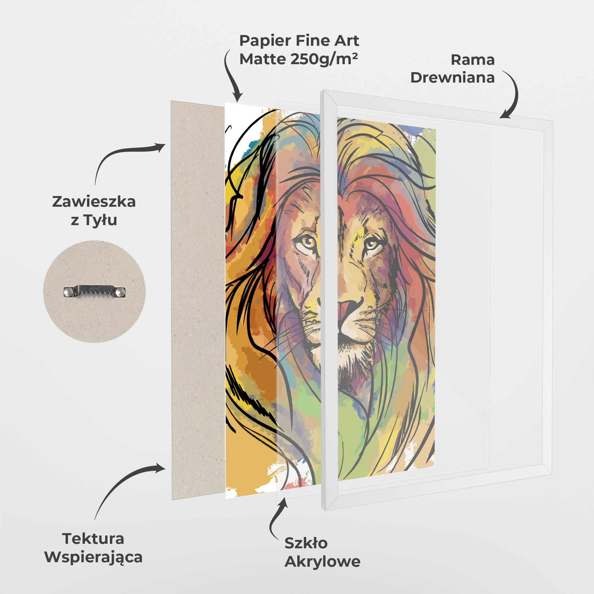 Plakat w Ramie Drawn Lion mockup 1