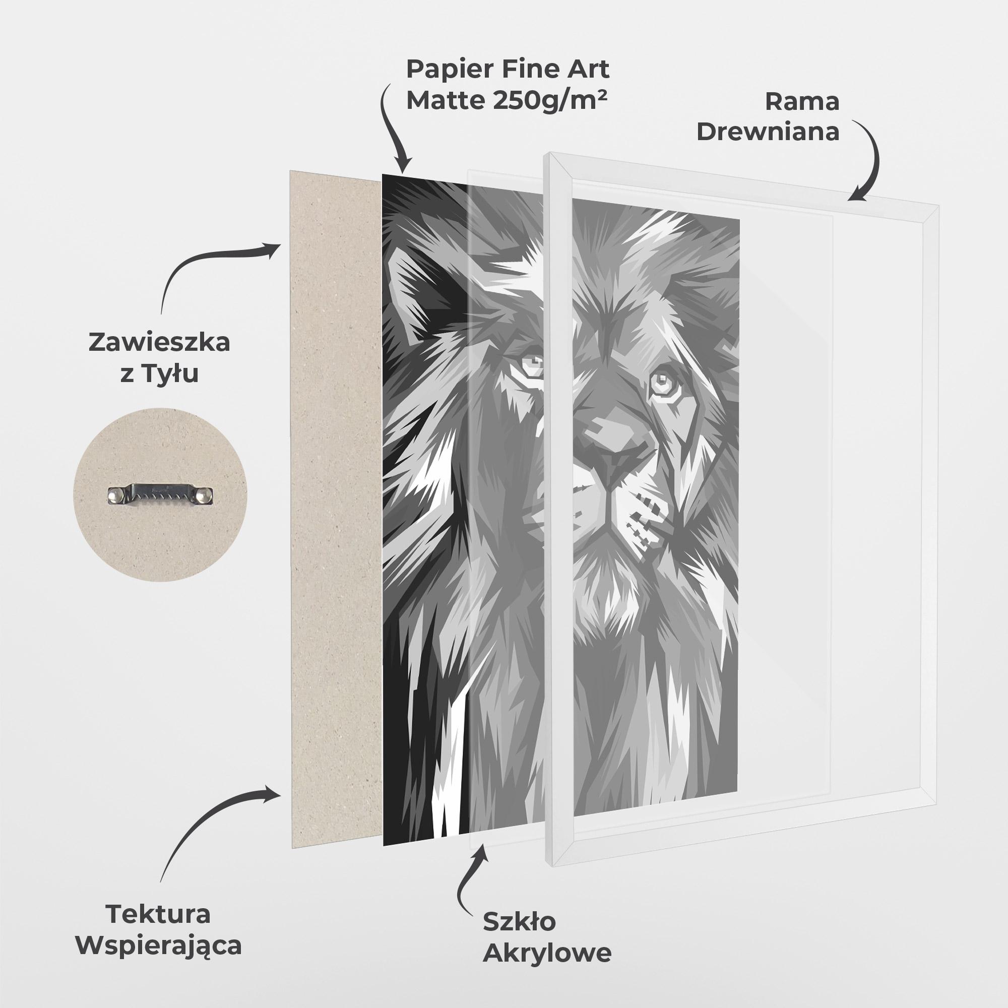 Plakat w Ramie Grey Head Lion mockup 1