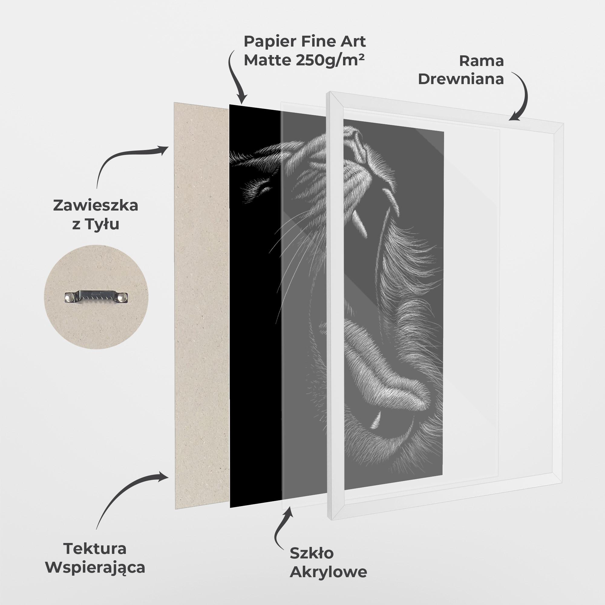 Plakat w Ramie Lion Bite Line mockup 1