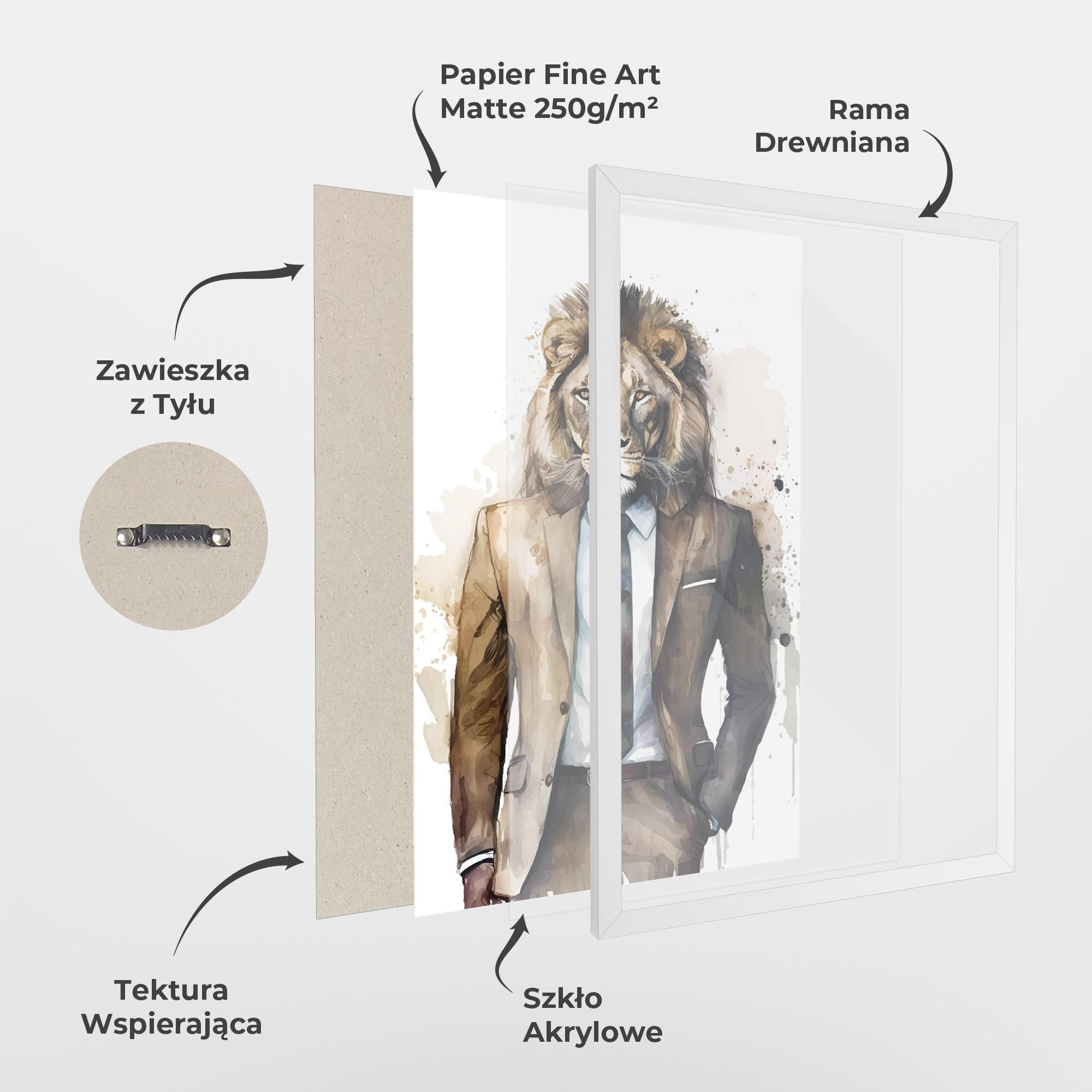 Plakat w Ramie Lion In Suit mockup 1