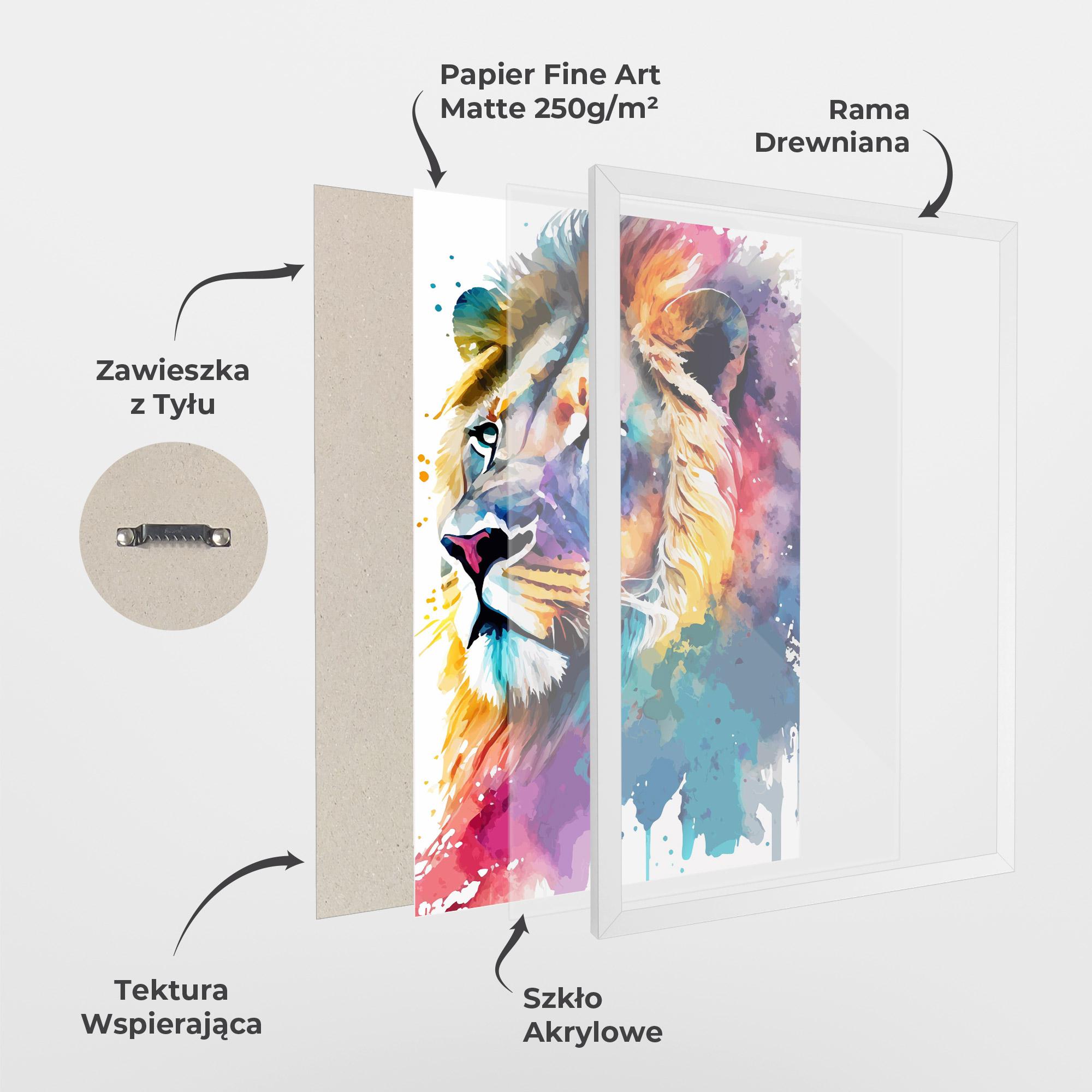 Plakat w Ramie Vibrant Color Lion mockup 1