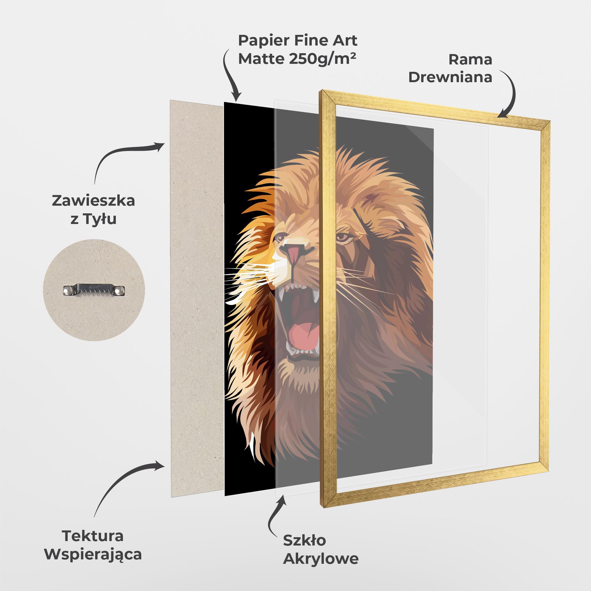 Plakat w Ramie Angry Lion Head mockup 1