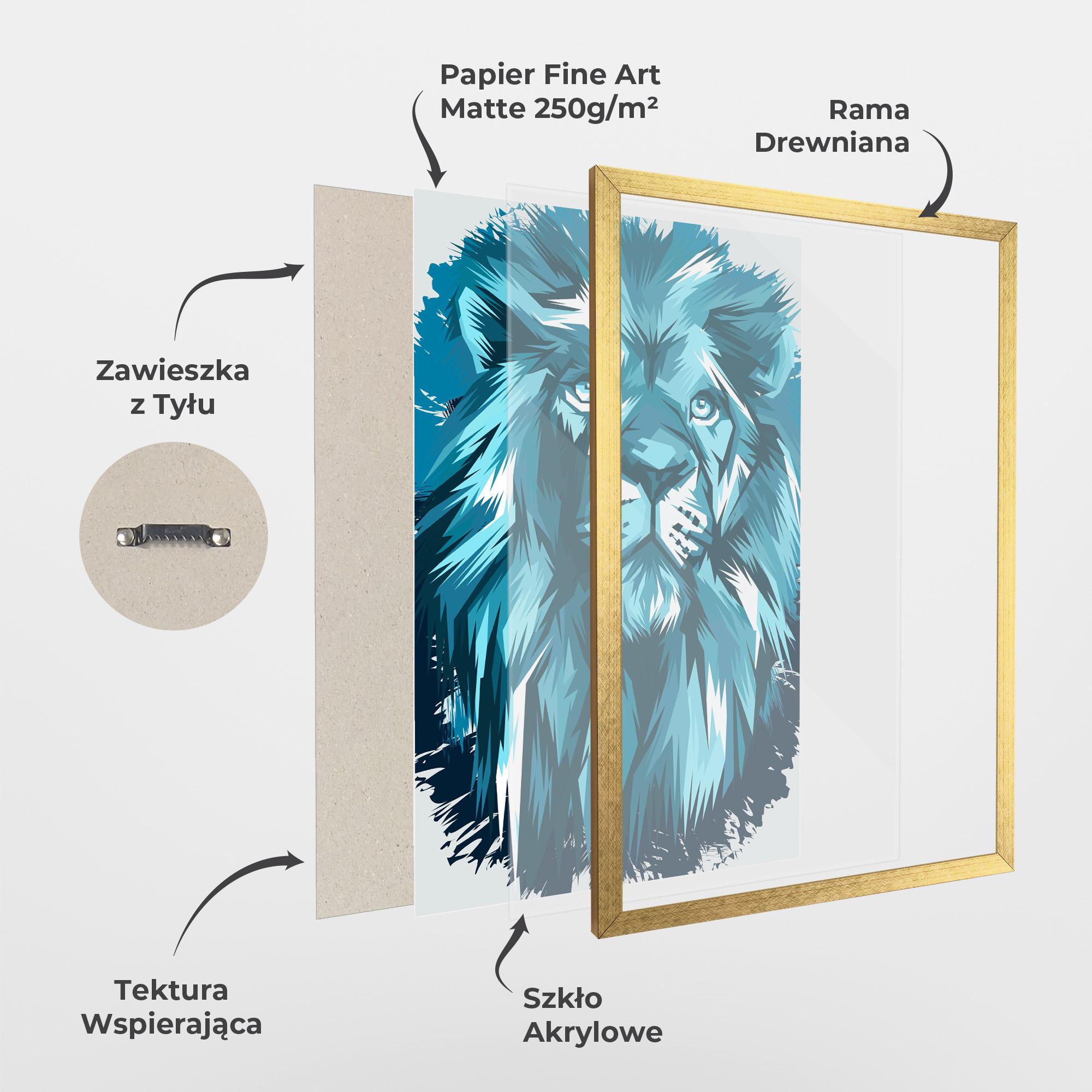 Plakat w Ramie Blue Lion Head mockup 1