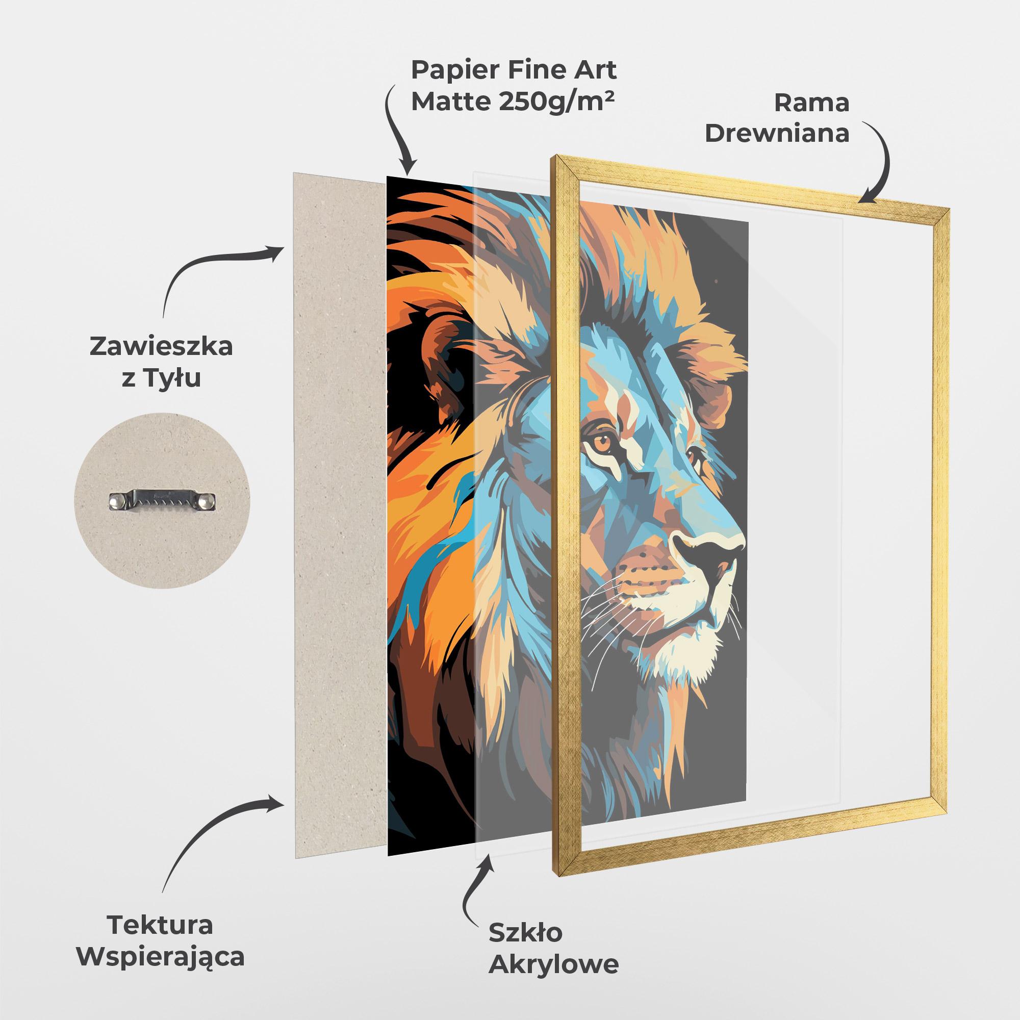 Plakat w Ramie Blue Yellow Lion mockup 1