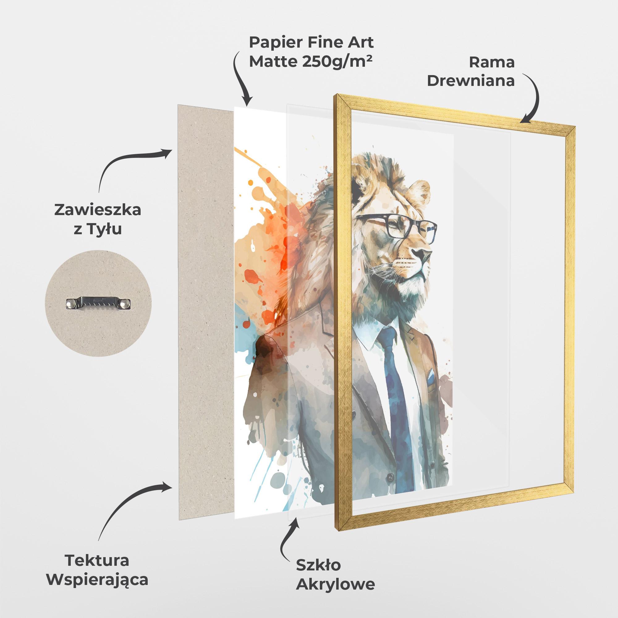 Plakat w Ramie Brown Suit Lion mockup 1