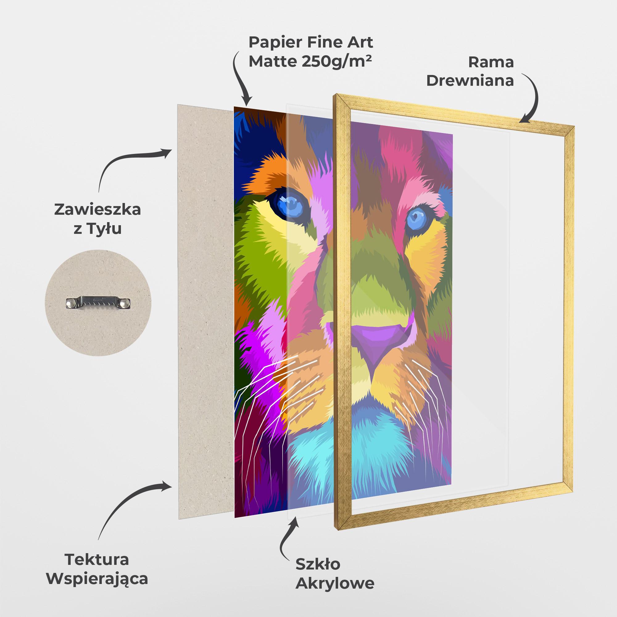 Plakat w Ramie Color Lion Close Up mockup 1