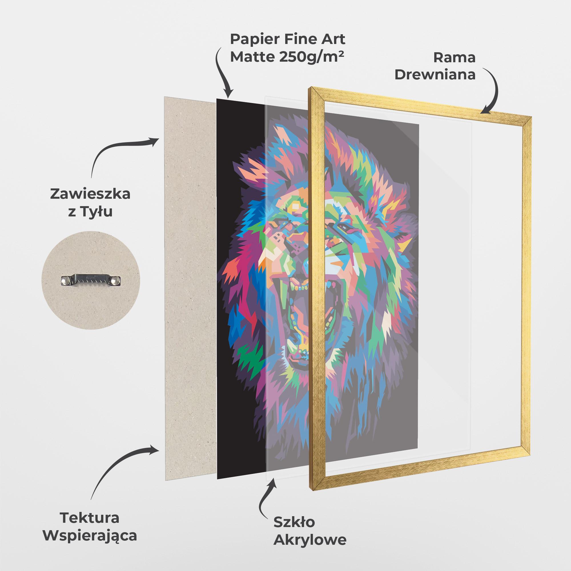 Plakat w Ramie Colorful Lion Head mockup 1