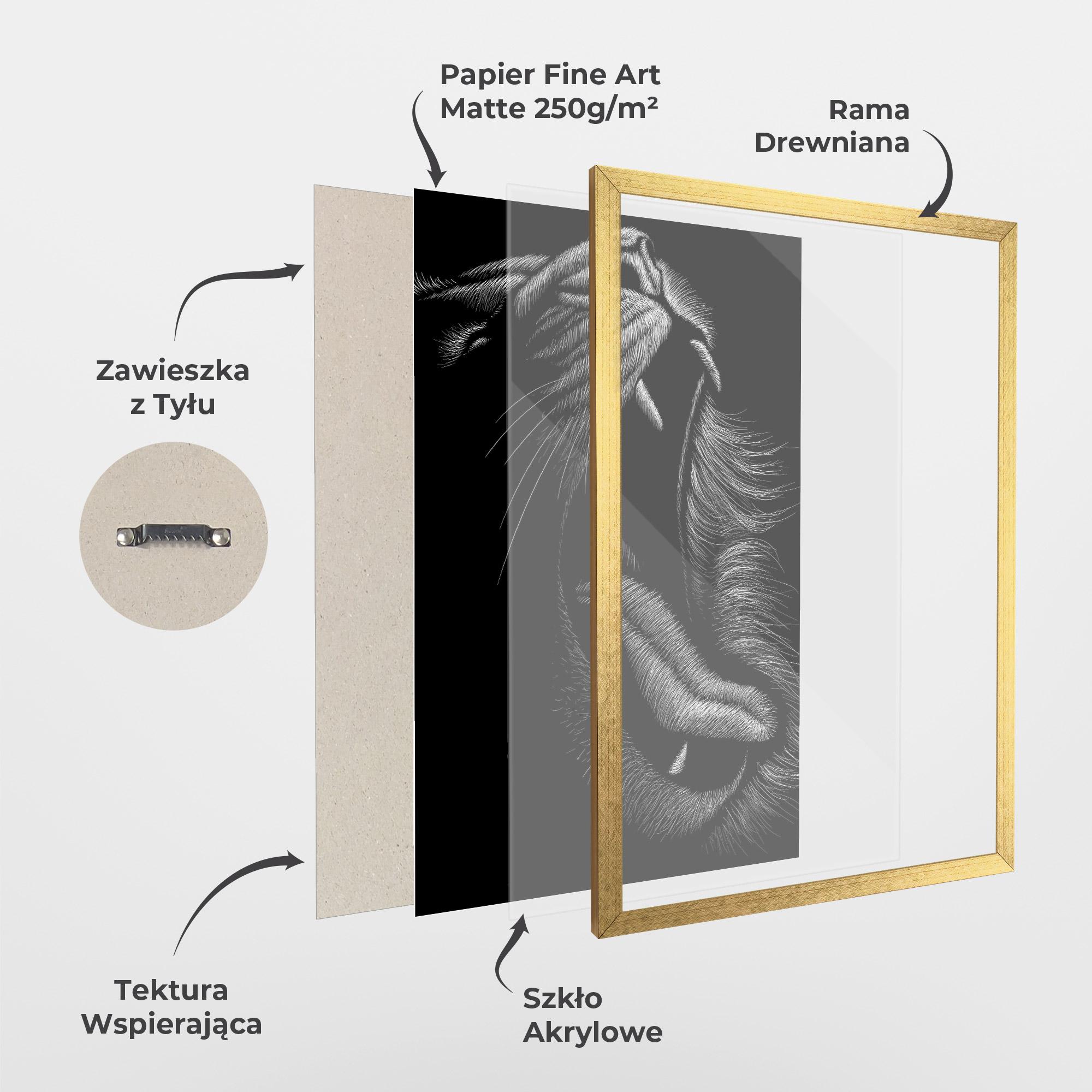 Plakat w Ramie Lion Bite Line mockup 1