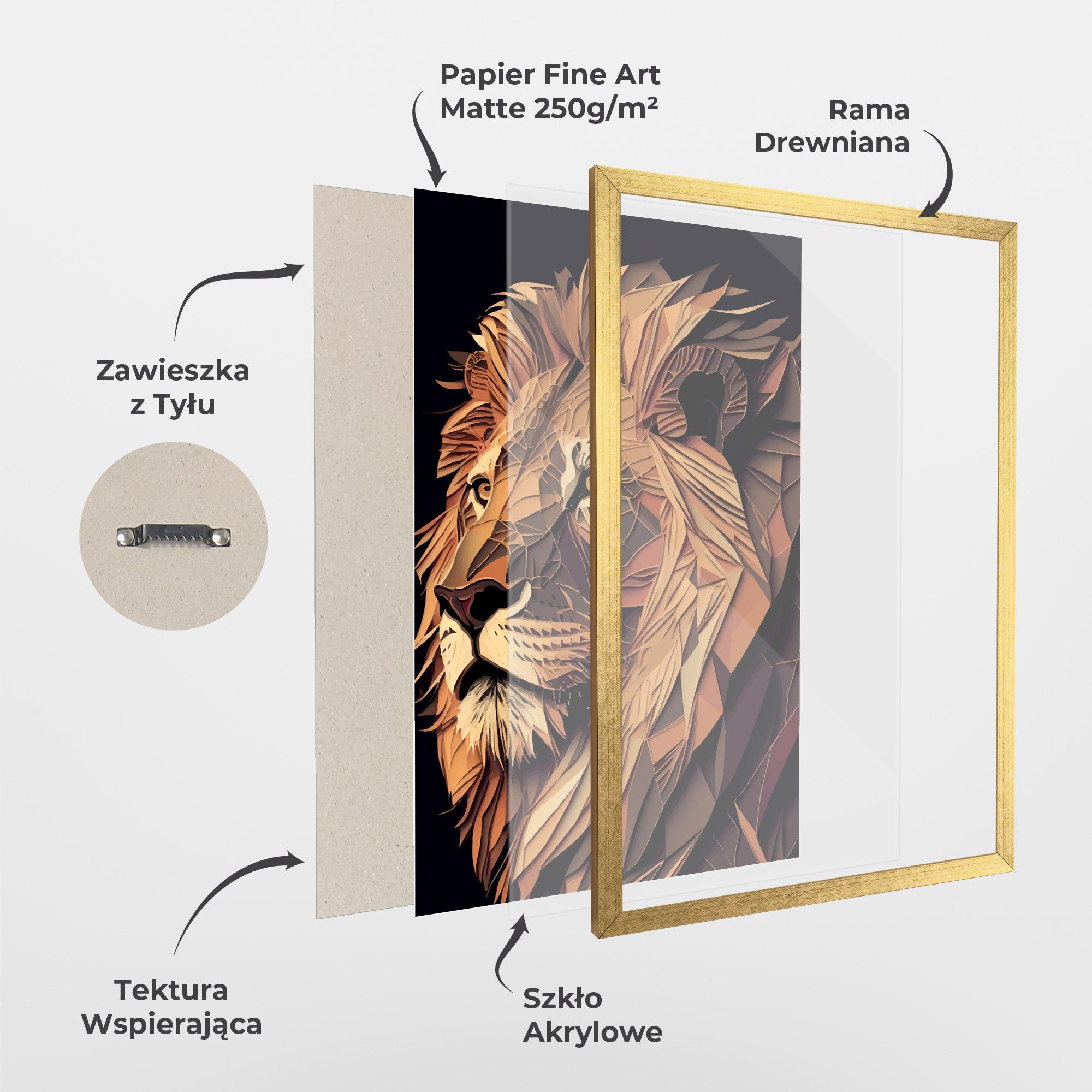 Plakat w Ramie Orange Mix Lion mockup 1