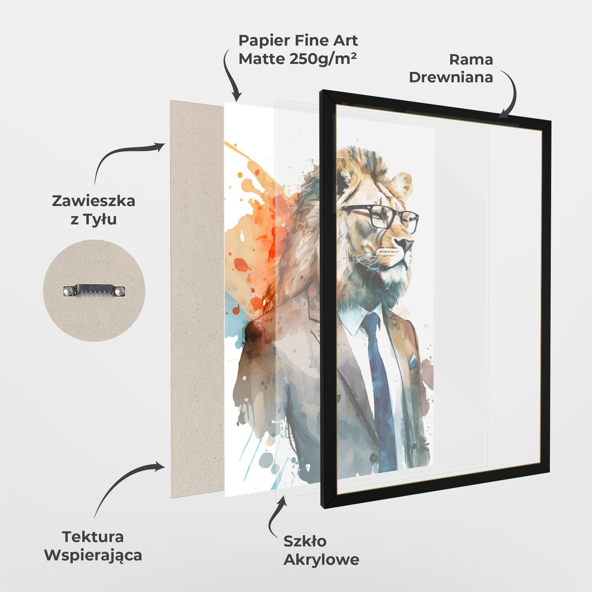 Plakat w Ramie Brown Suit Lion mockup 1