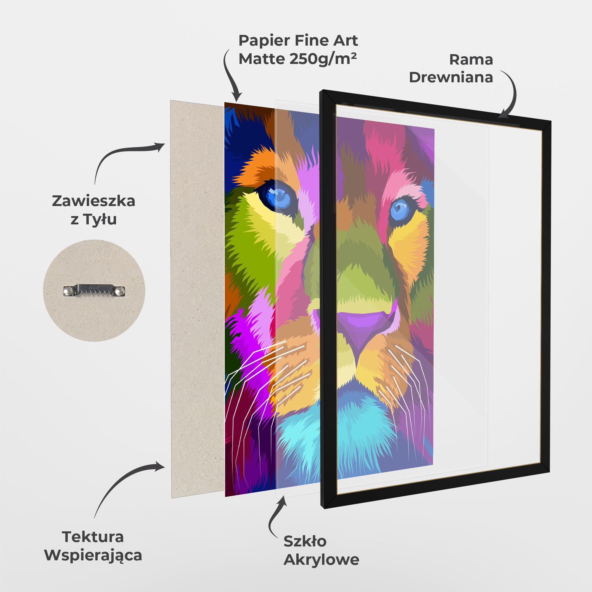 Plakat w Ramie Color Lion Close Up mockup 1