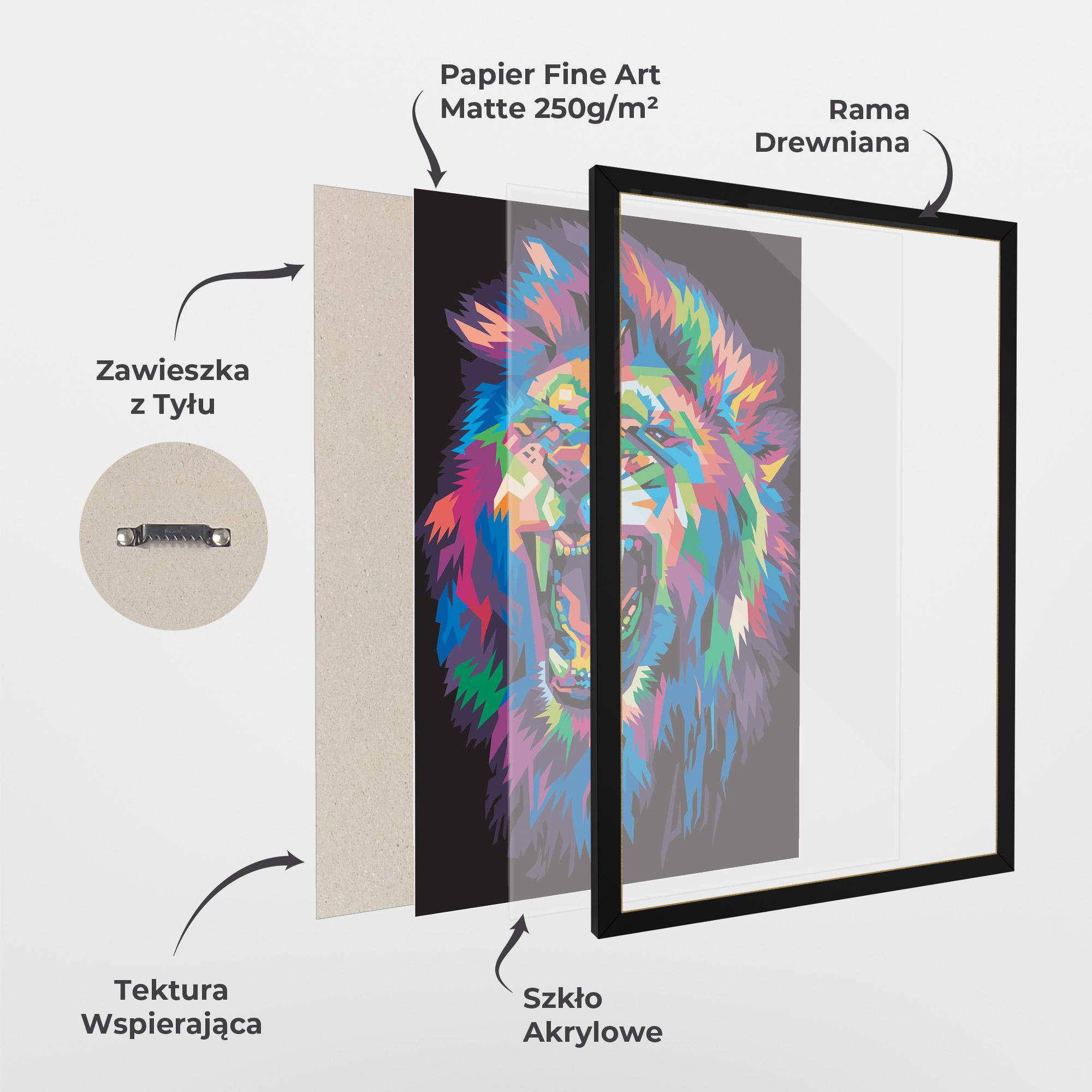 Plakat w Ramie Colorful Lion Head mockup 1