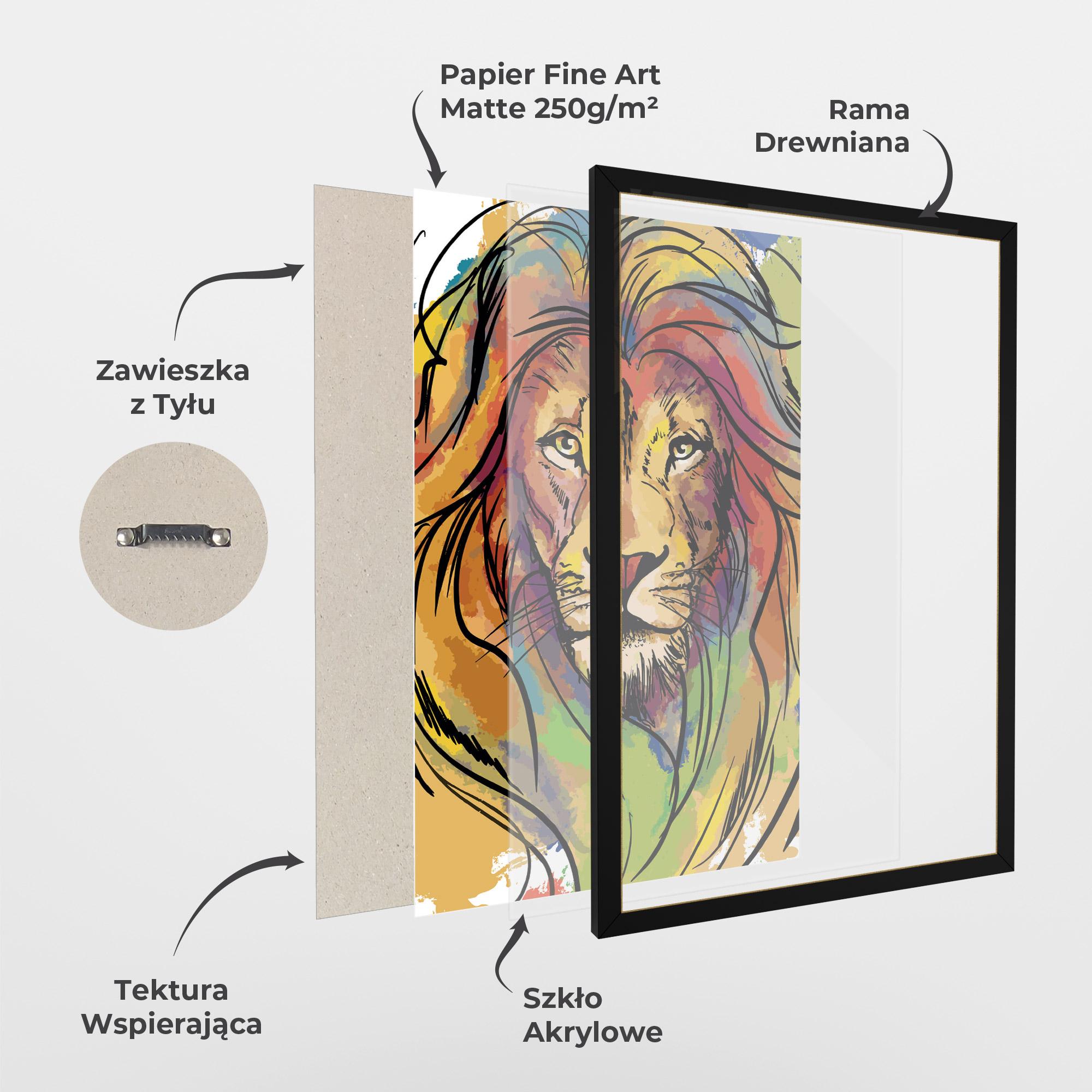 Plakat w Ramie Drawn Lion mockup 1