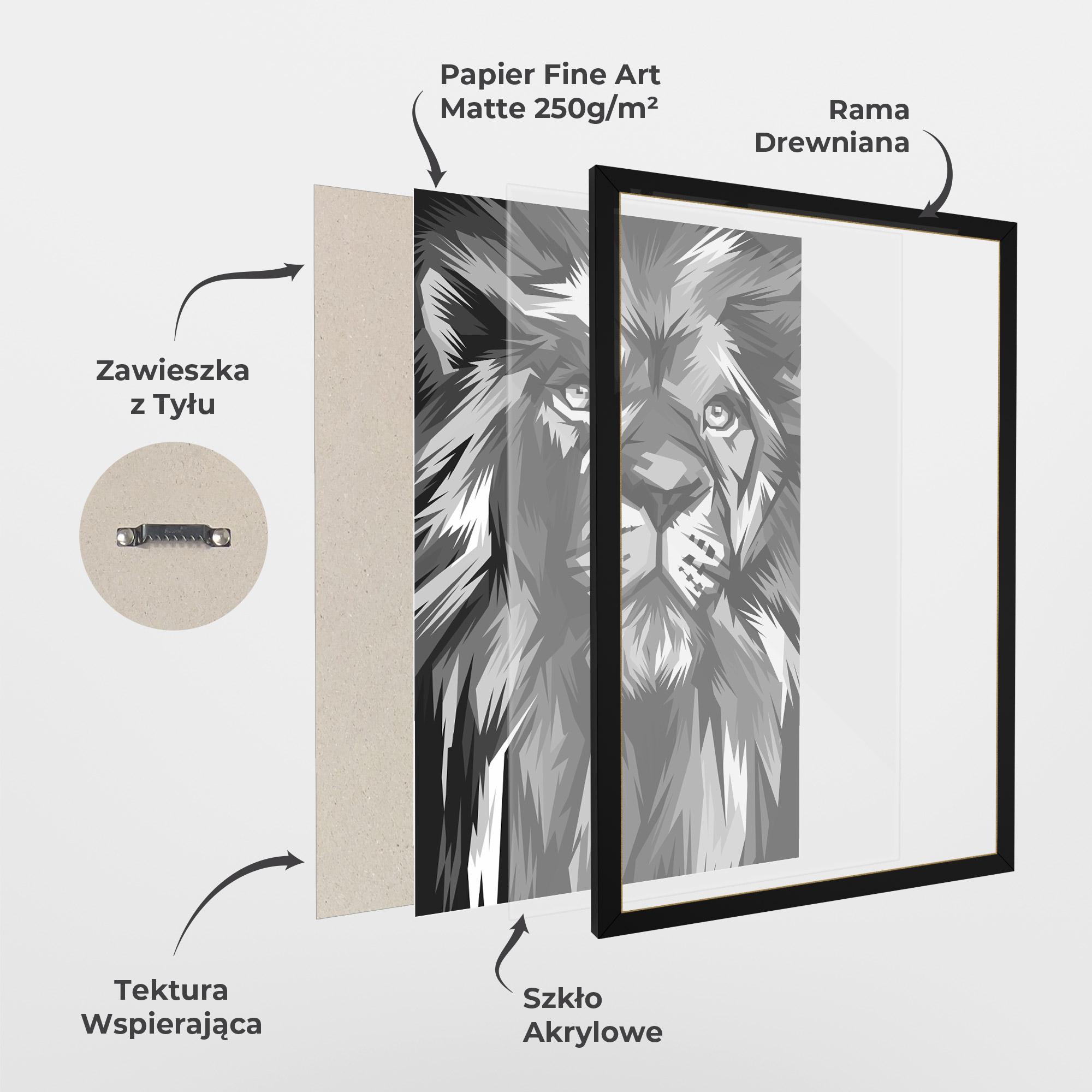 Plakat w Ramie Grey Head Lion mockup 1