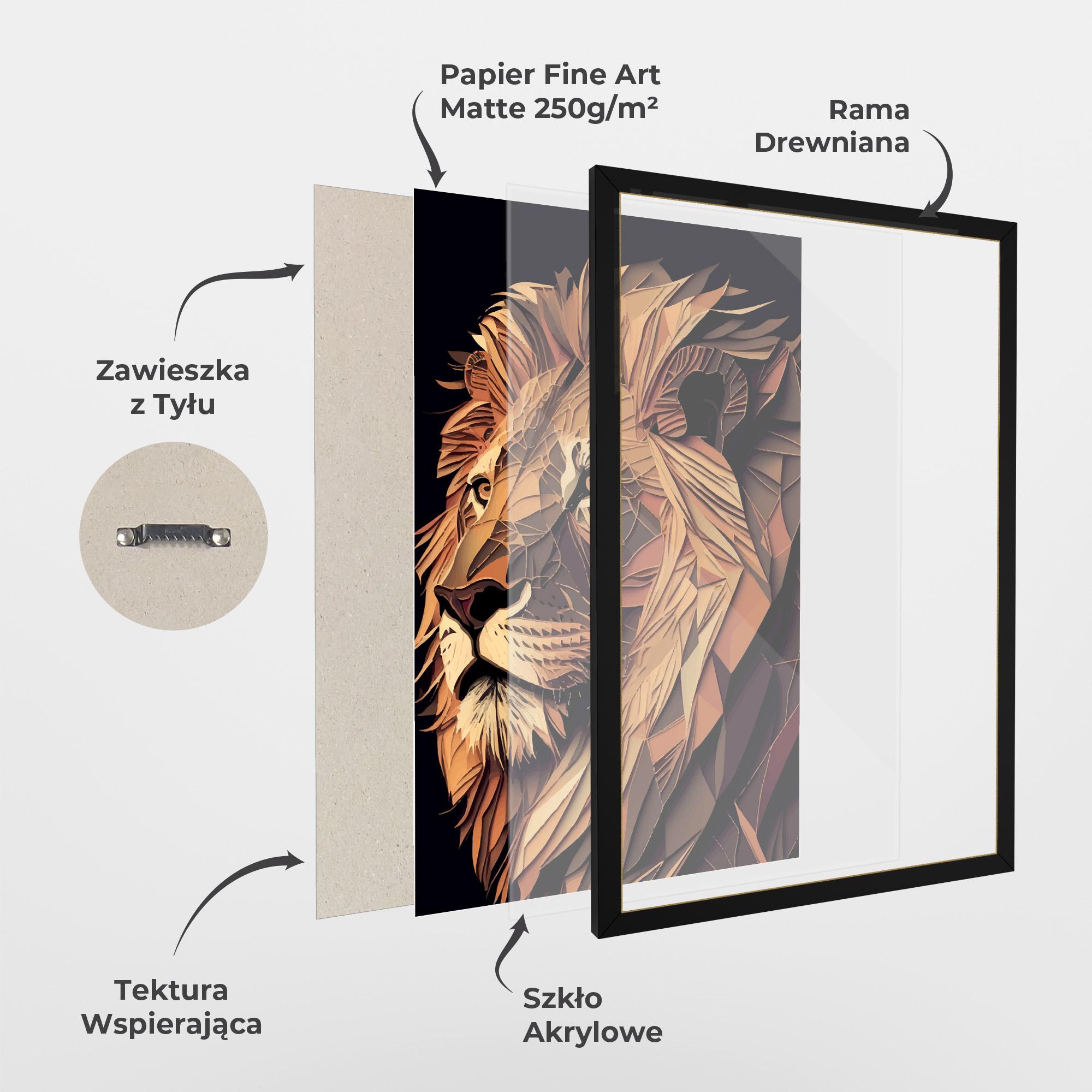 Plakat w Ramie Orange Mix Lion mockup 1