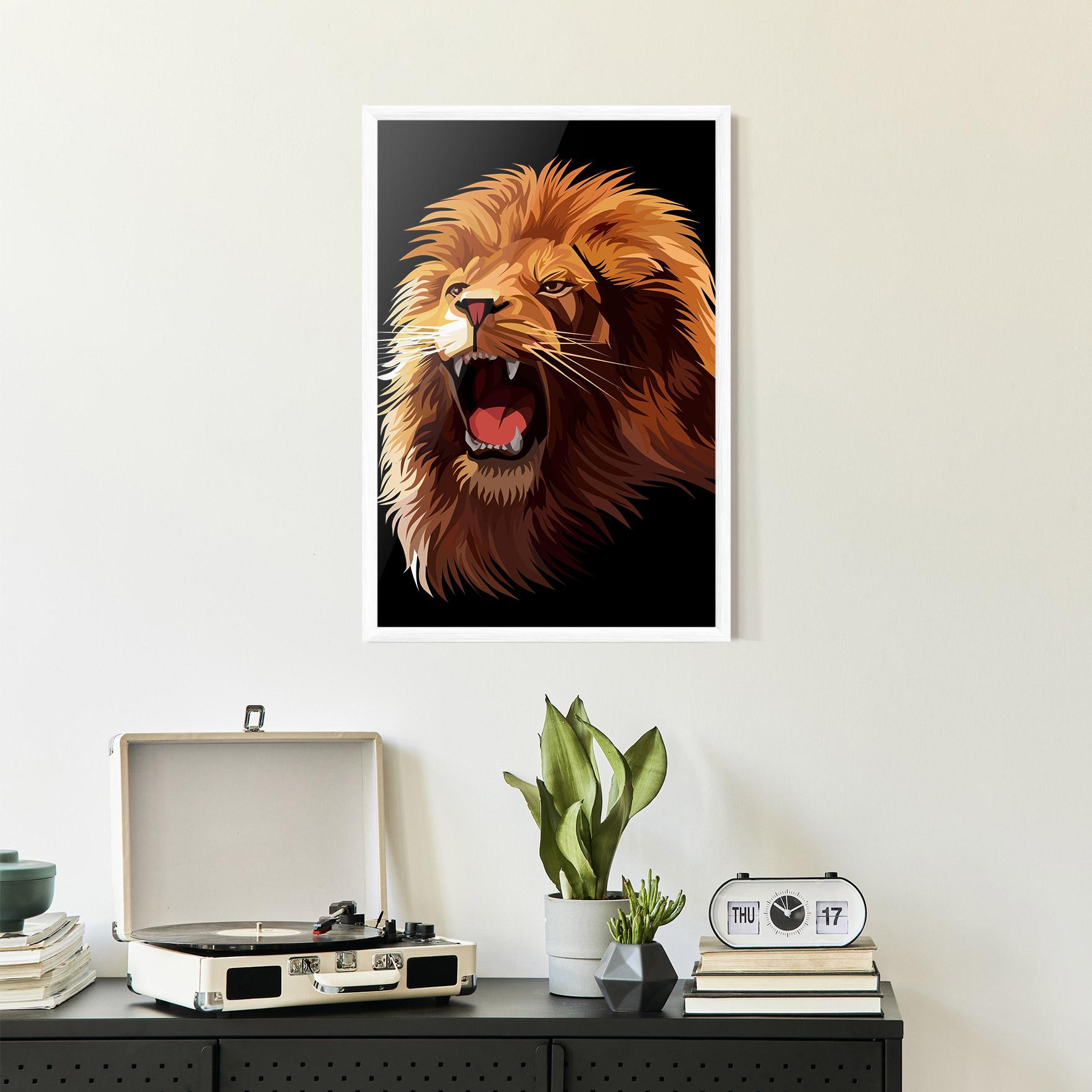 Plakat w Ramie Angry Lion Head mockup 2