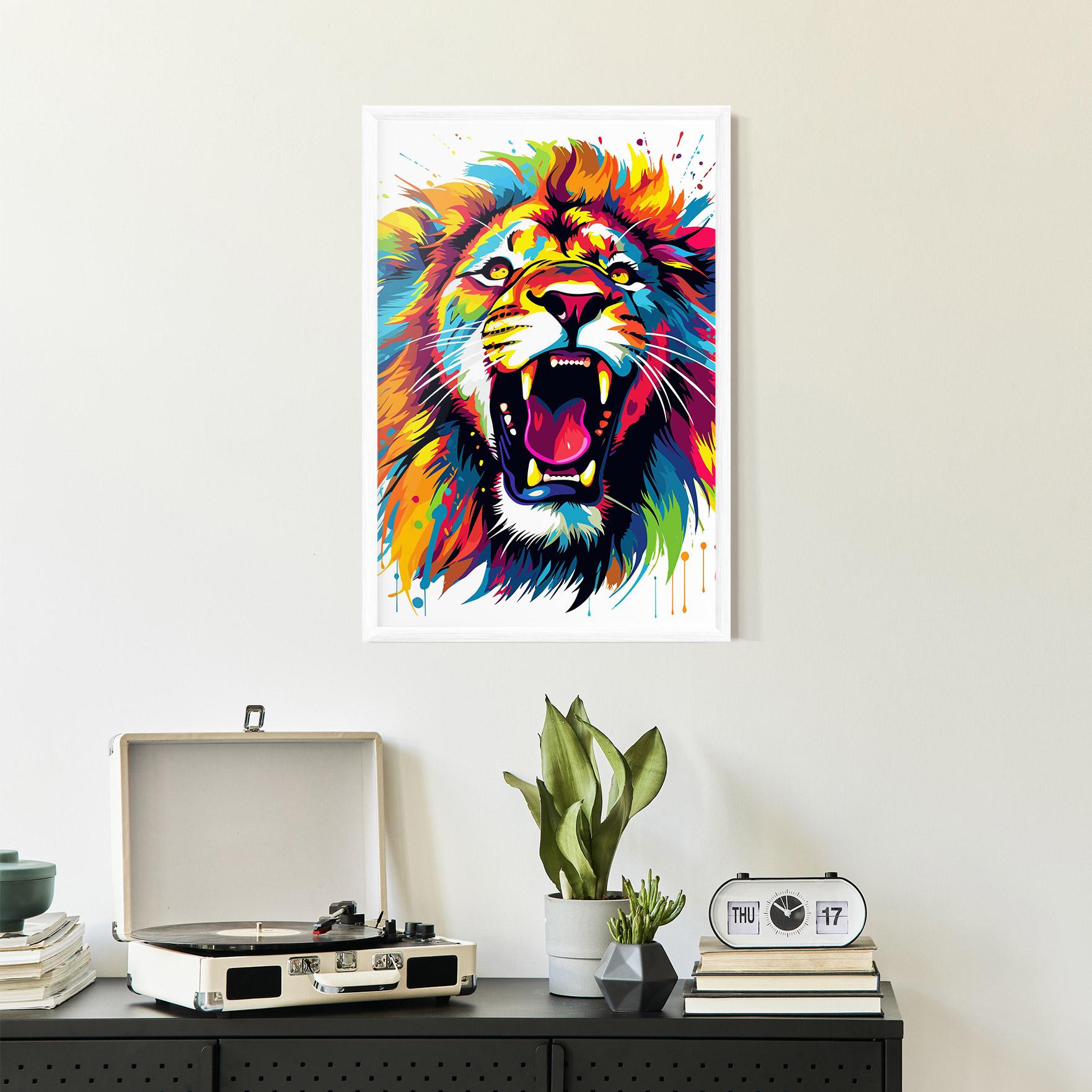 Plakat w Ramie Angry Lion Mix mockup 2
