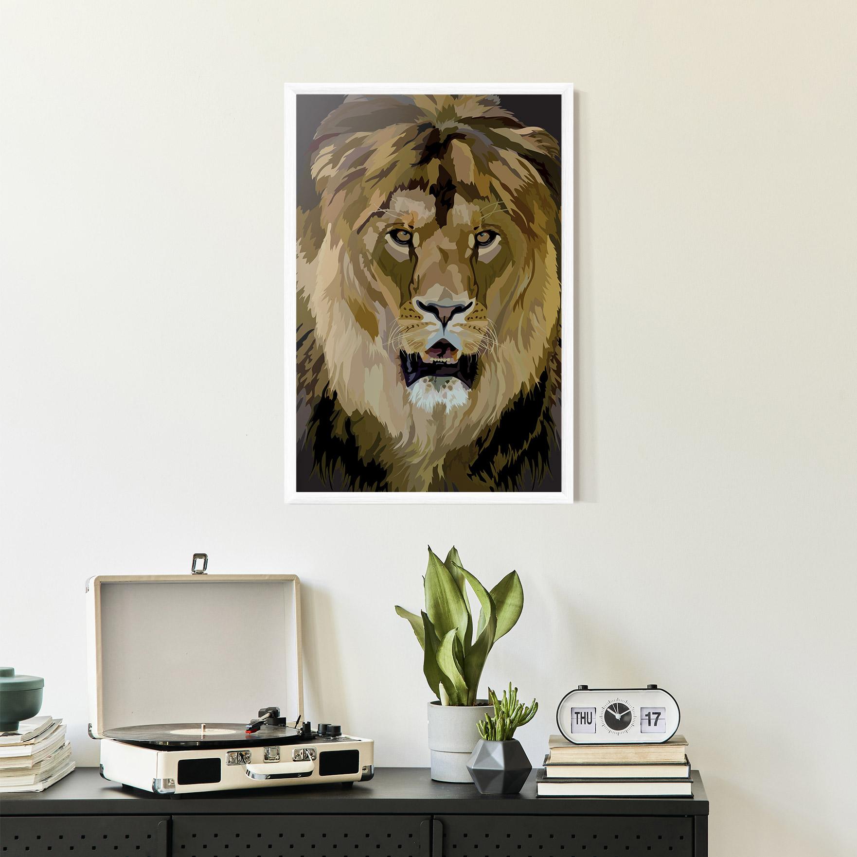 Plakat w Ramie Beautiful Lion Art mockup 2