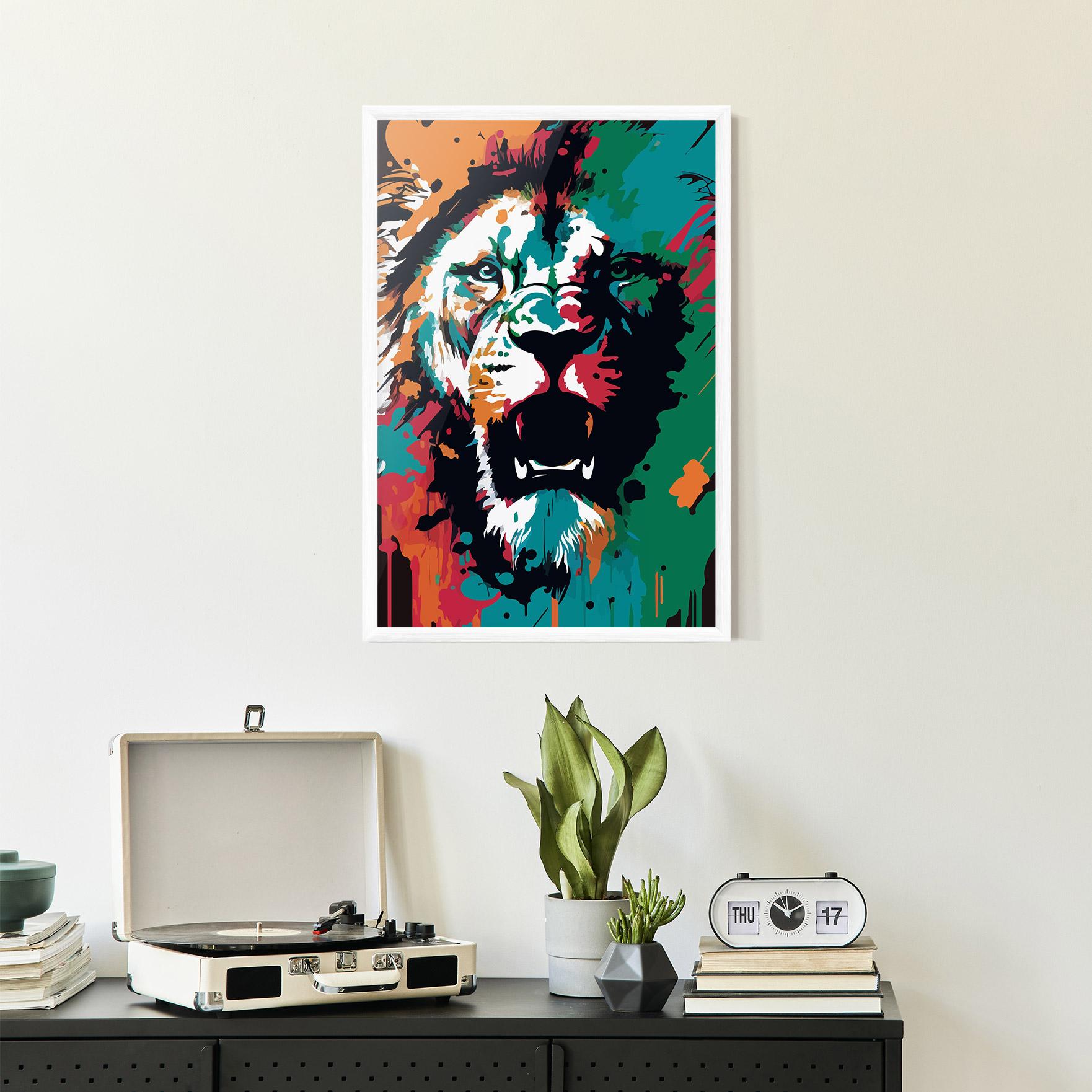 Plakat w Ramie Blue Green Lion mockup 2